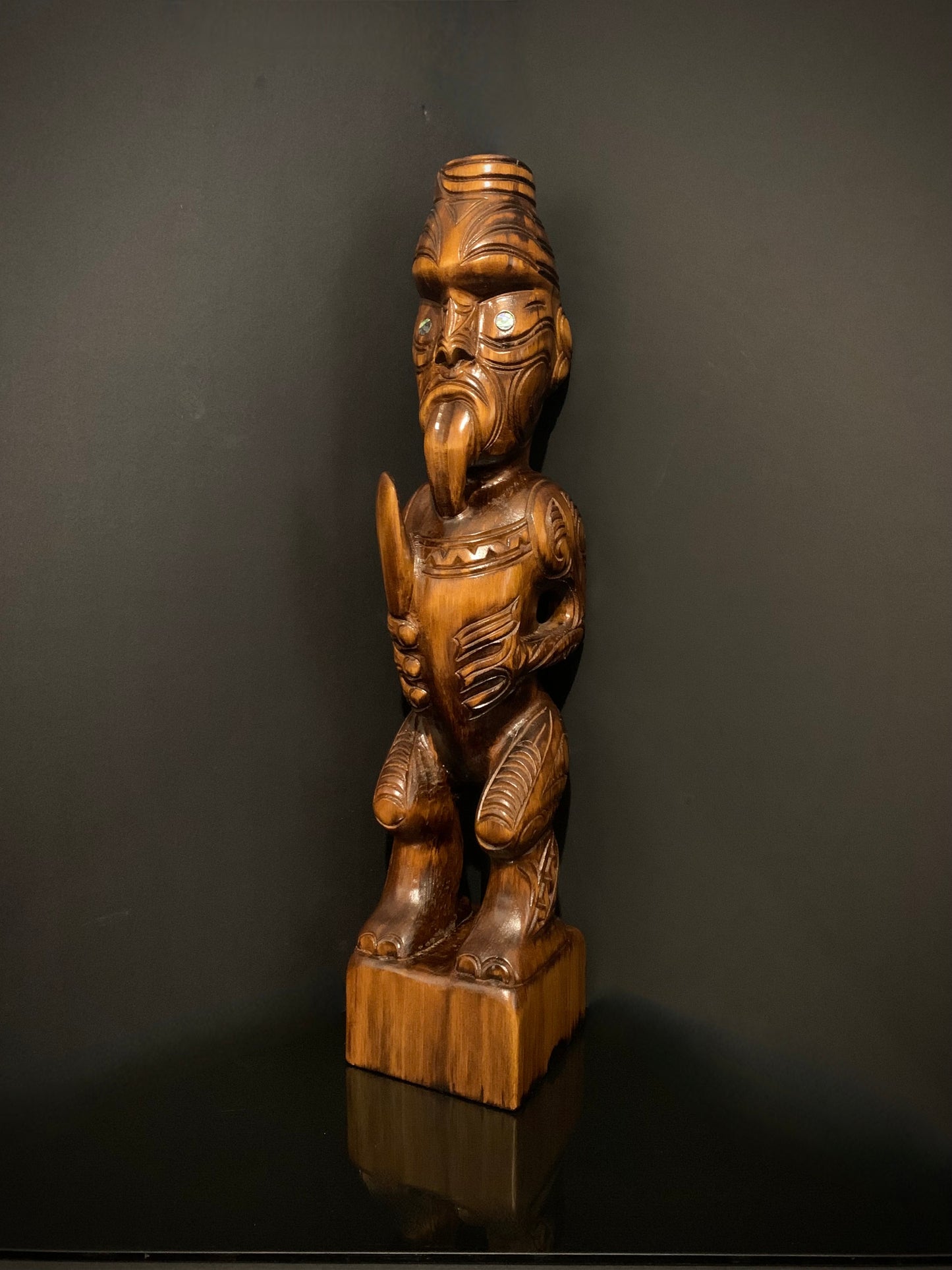 Carved Teko Teko on stand - 62cm by Wood Masters