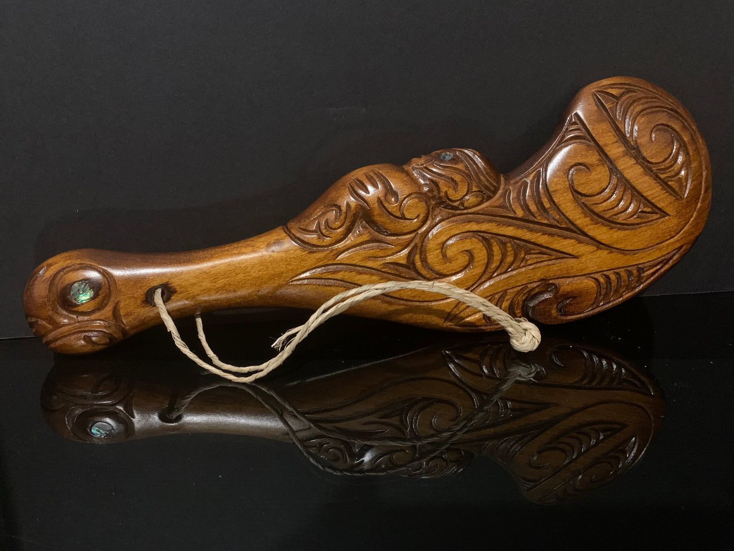 Maori wood wahaika weapon carved in New Zealand and available from Silver Fern Gallery