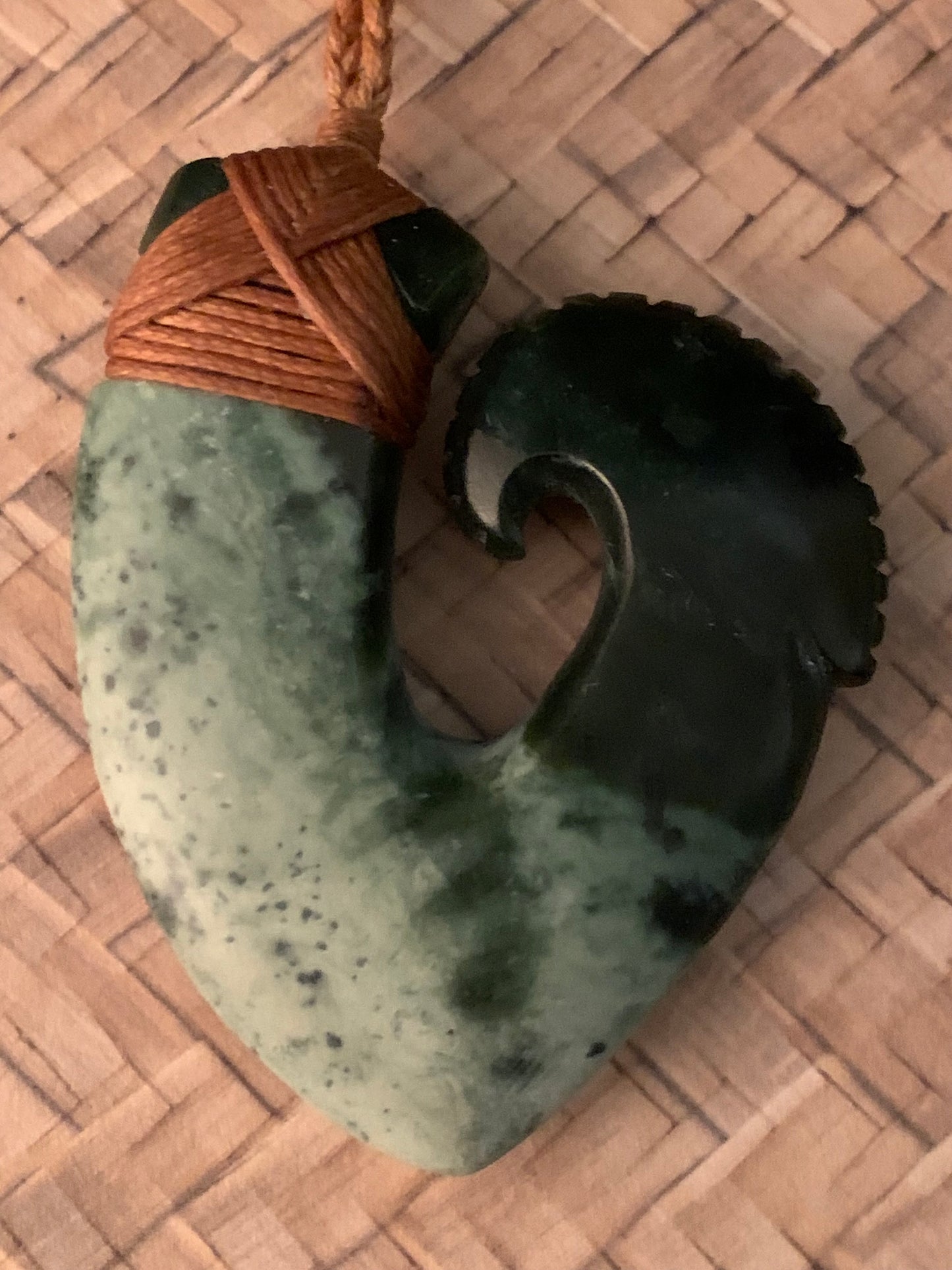 Maori Pounamu hei matau pendant from New Zealand by Alex Sands available to purchase