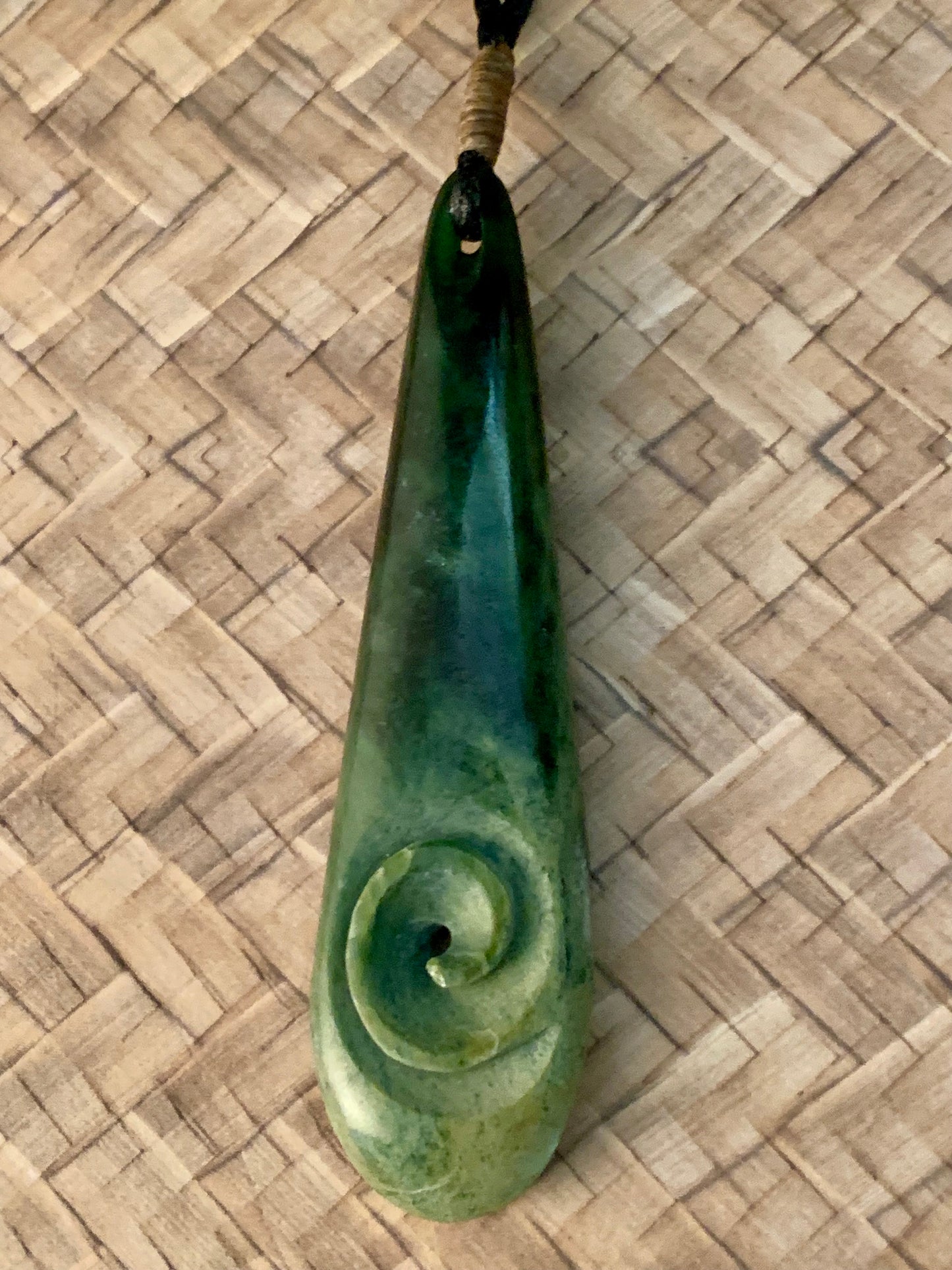 Pounamu Roimata with Koru 8cm