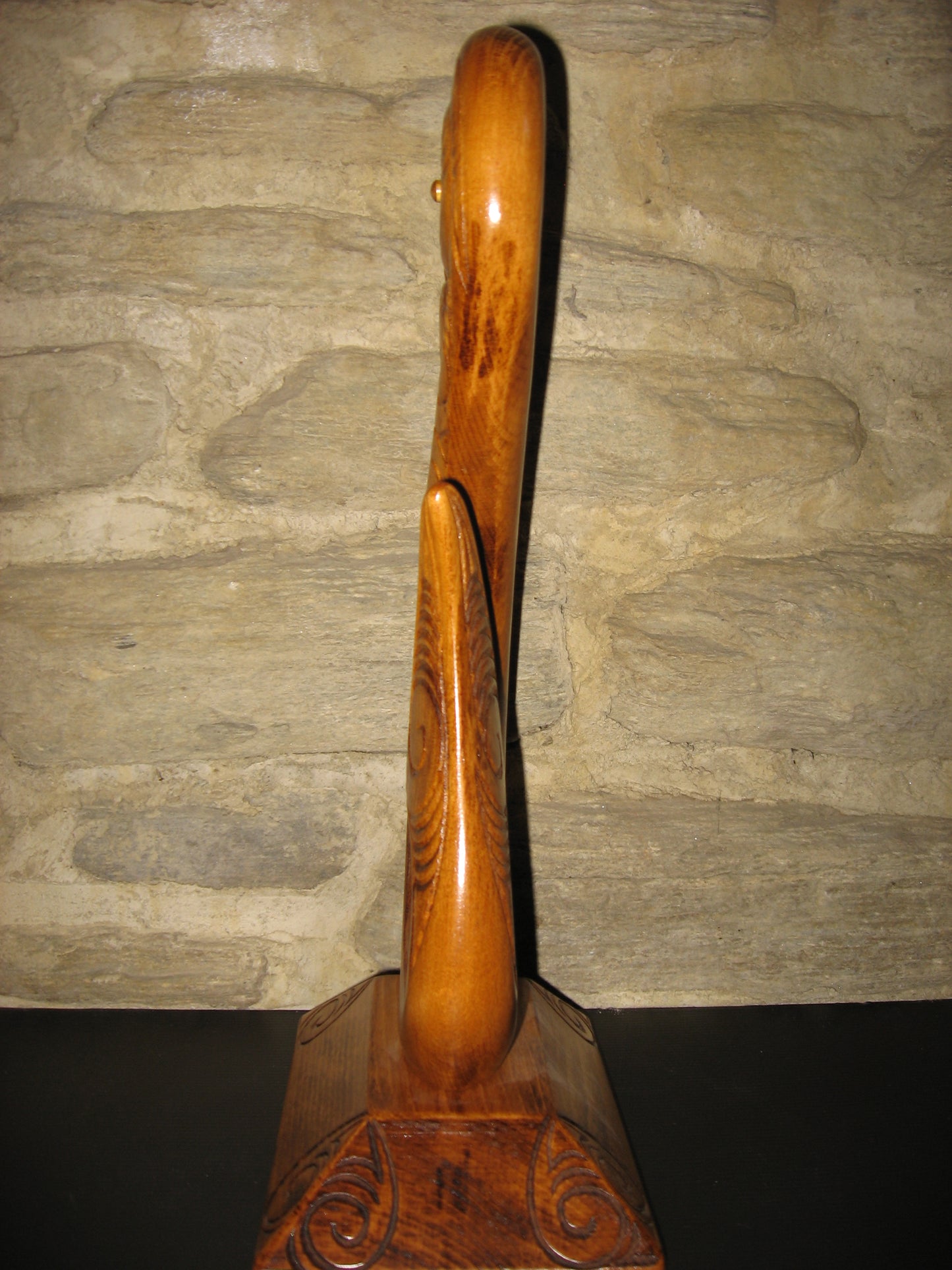 Carved Matau on stand - 43cm by Wood Masters