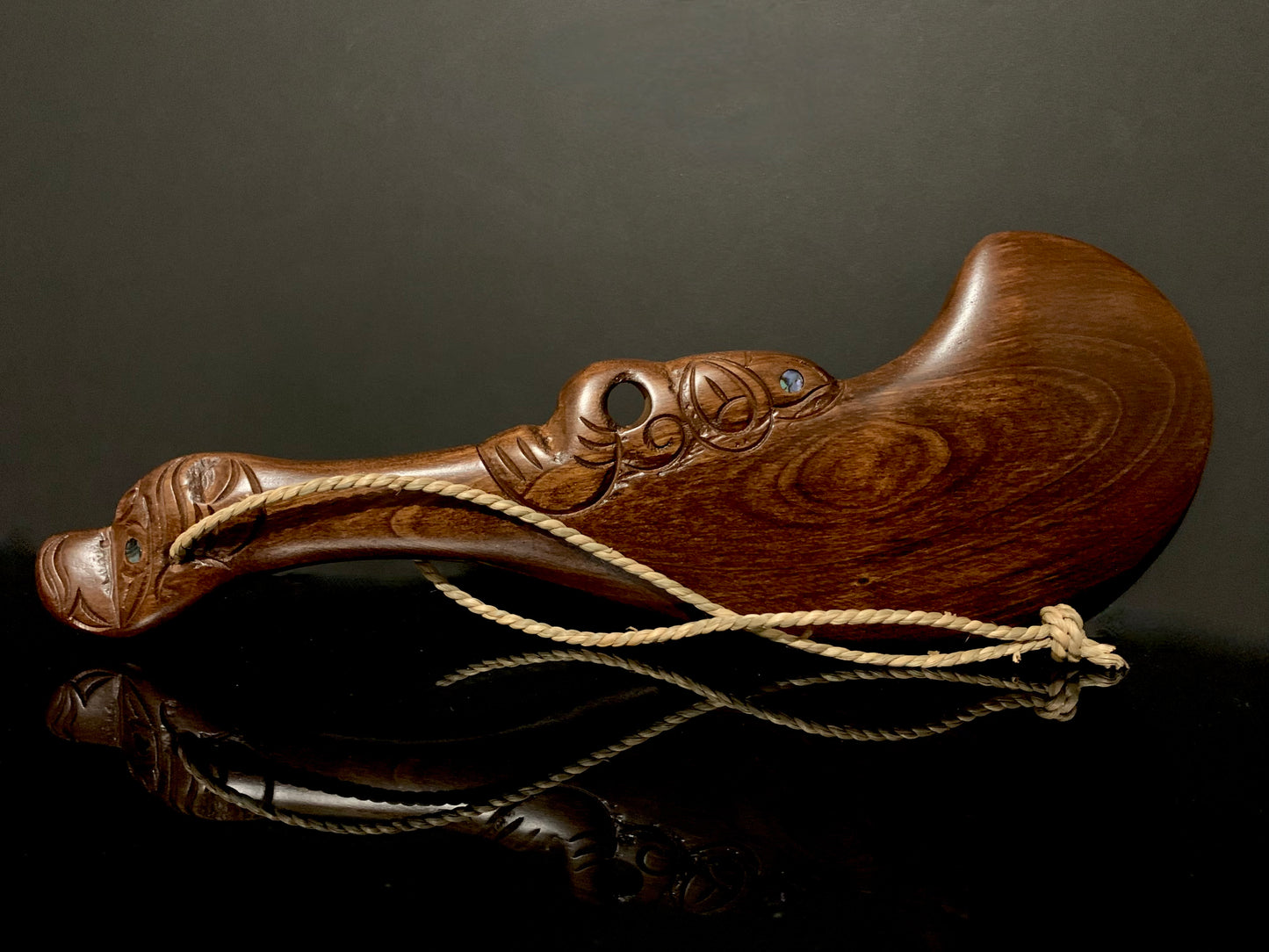 Maori wood wahaika weapon carved in New Zealand and available from Silver Fern Gallery