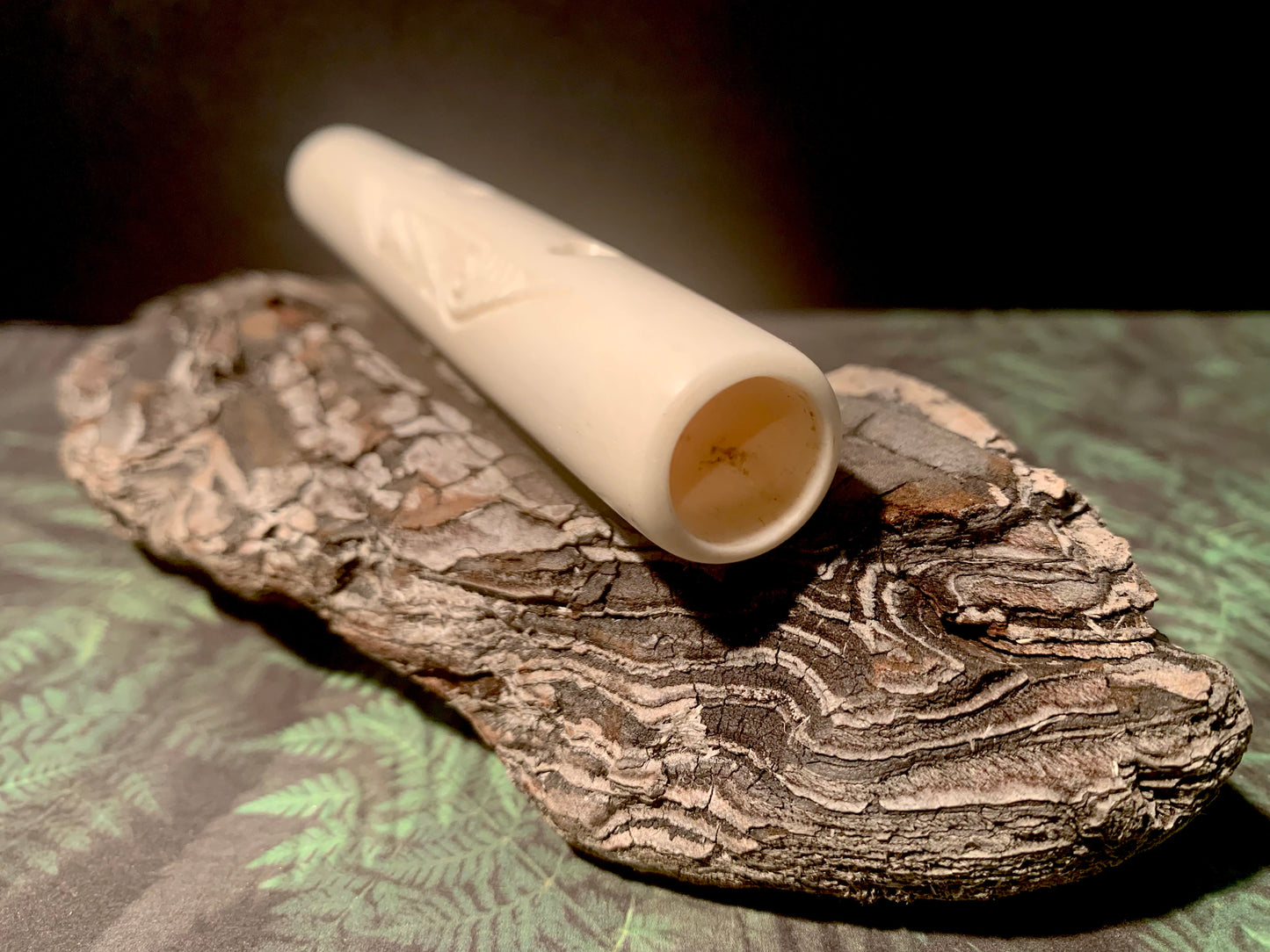 Carved Bone Koauau (flute) - by Alex Sands