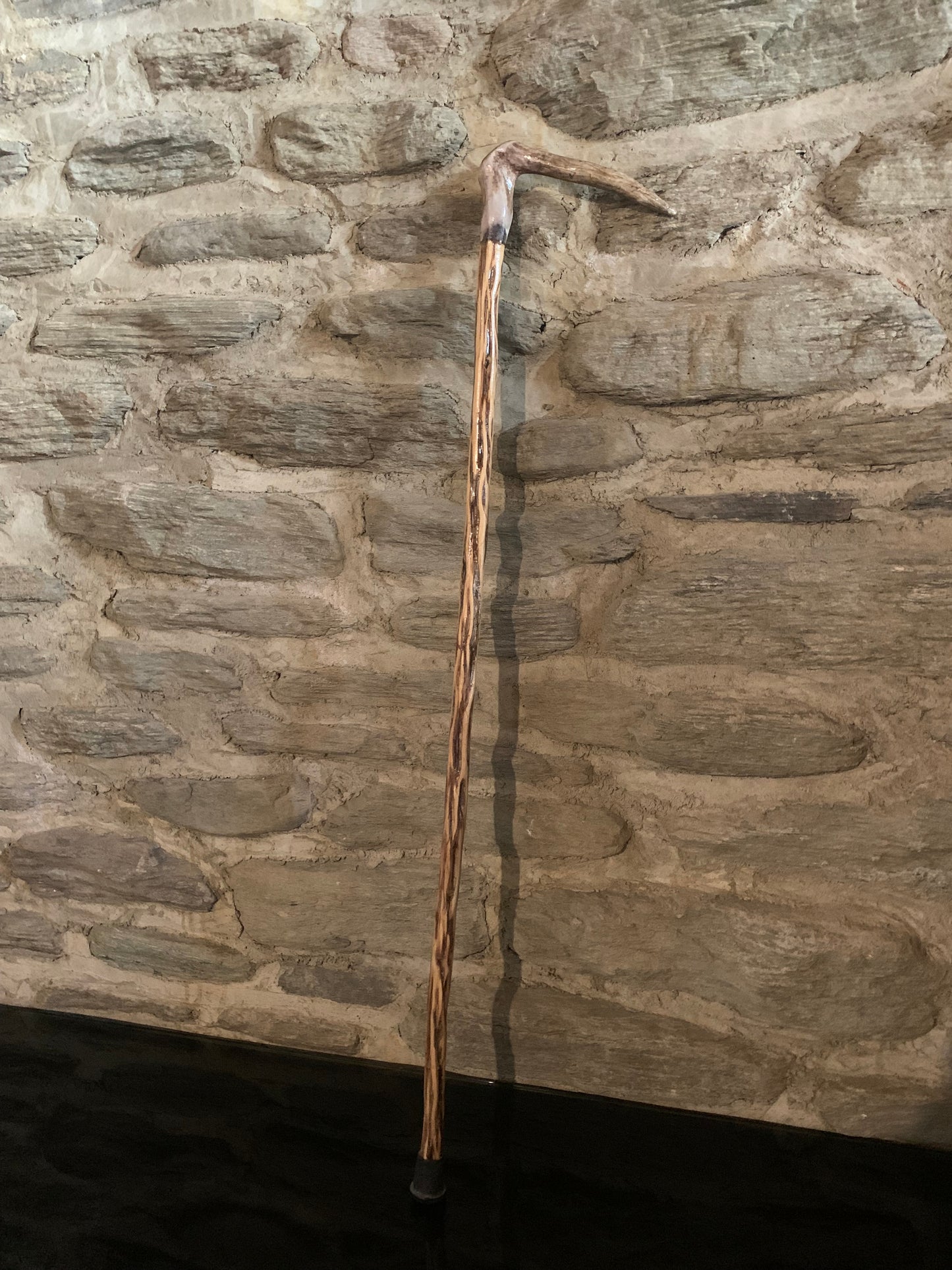 Hand Made Walking Stick - Deer Antler - by John Guise