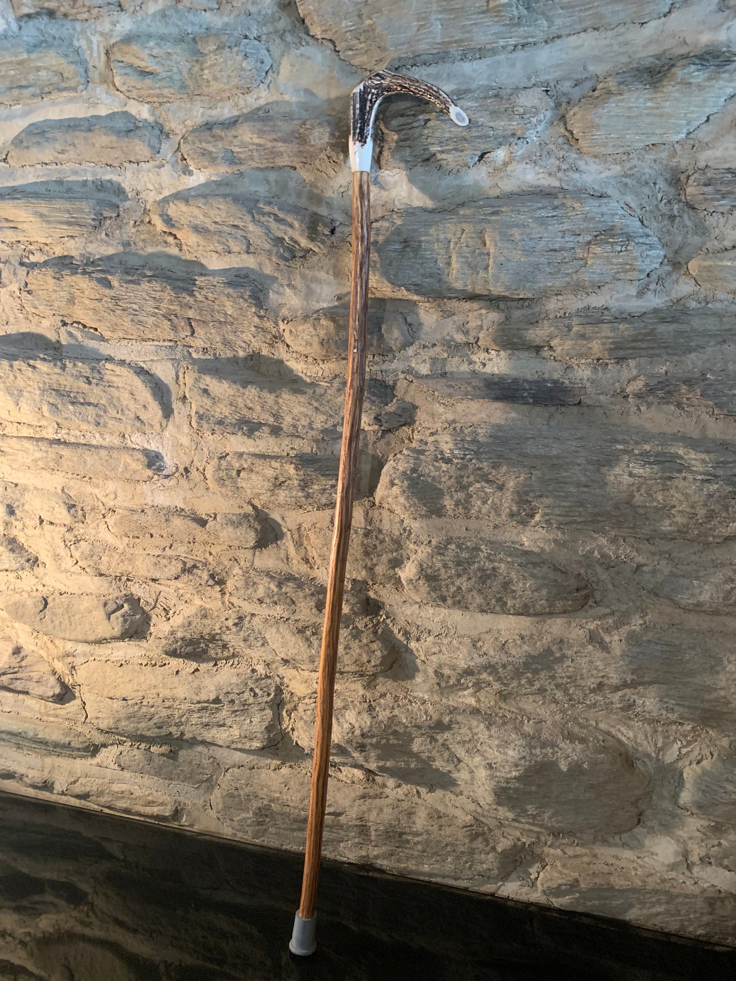 Hand Made Lancewood Walking Stick - Deer Antler and Paua - by John Guise