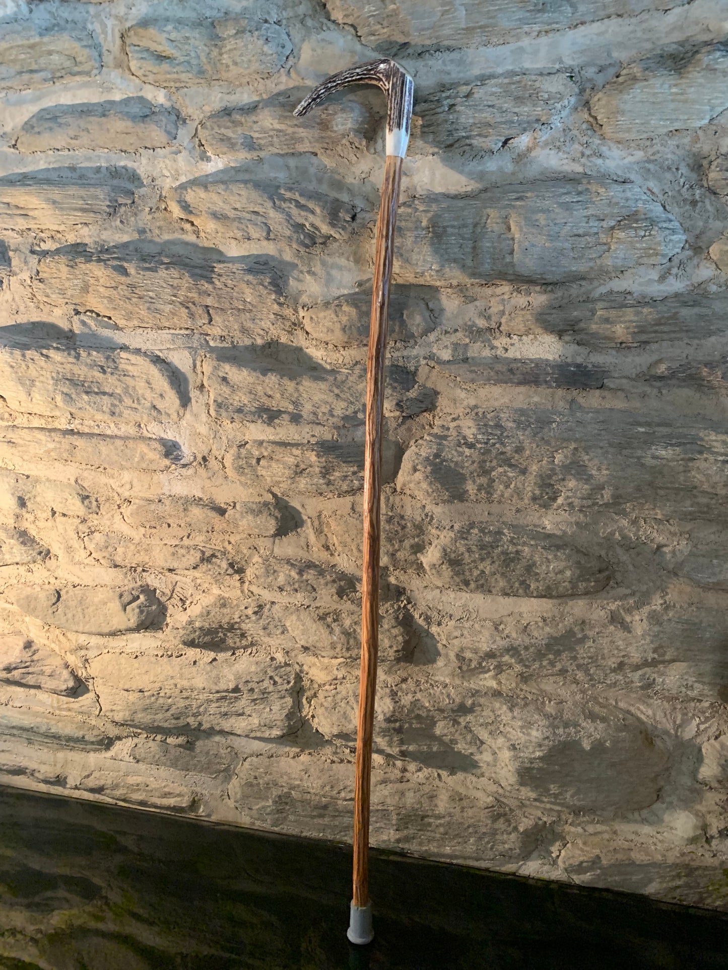 Hand Made Lancewood Walking Stick - Deer Antler and Paua - by John Guise