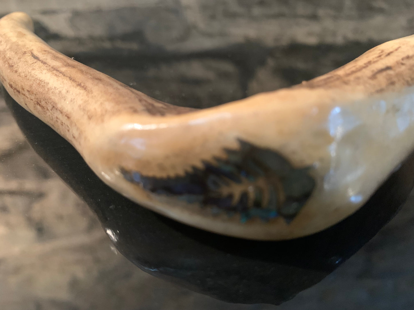 Hand Made Lancewood Walking Stick - Deer Antler and Paua Fern - by John Guise