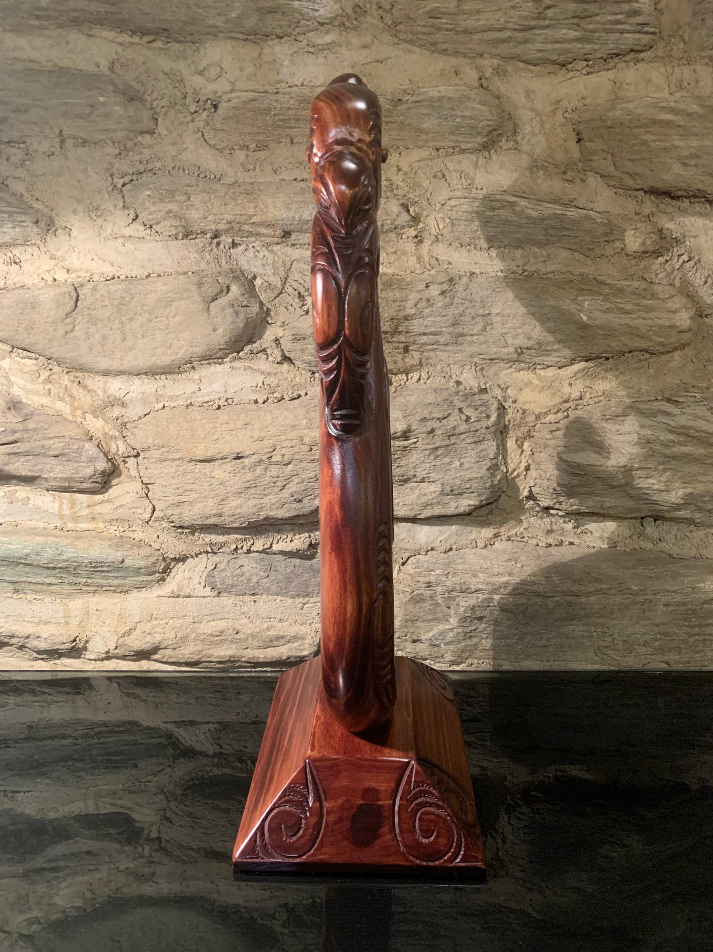 Carved Matau on stand - 43cm by Wood Masters