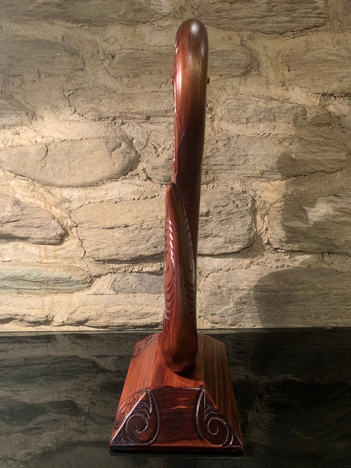 Carved Matau on stand - 43cm by Wood Masters