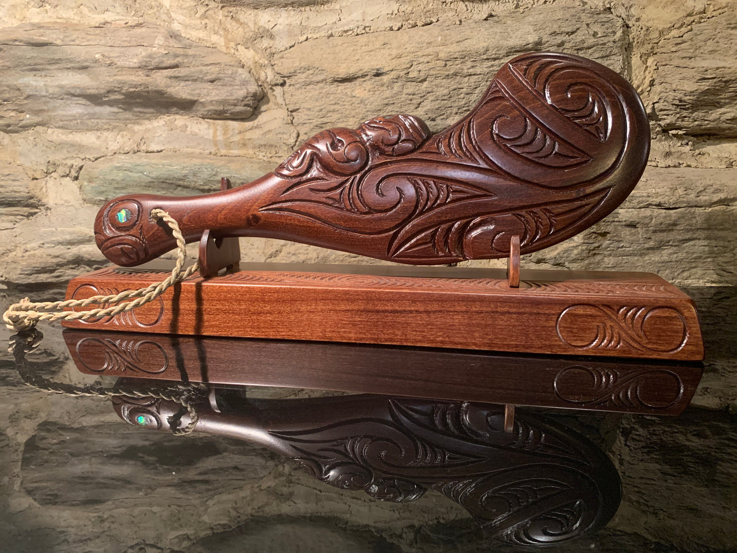 Carved Wahaika on stand - by Wood Masters