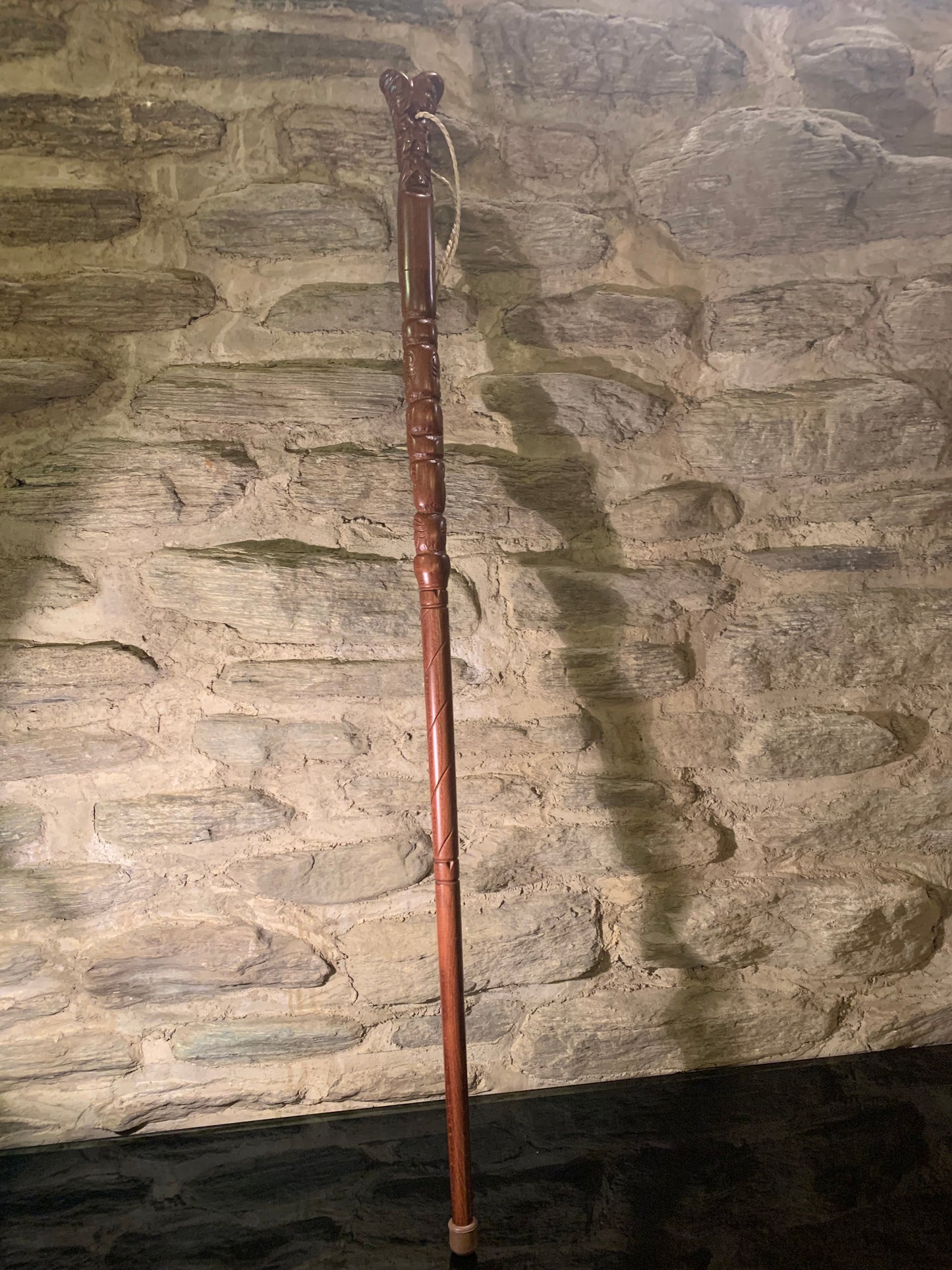 New Zealand Maori Walking Stick carved by Wood Masters purchase from Silver Fern Gallery