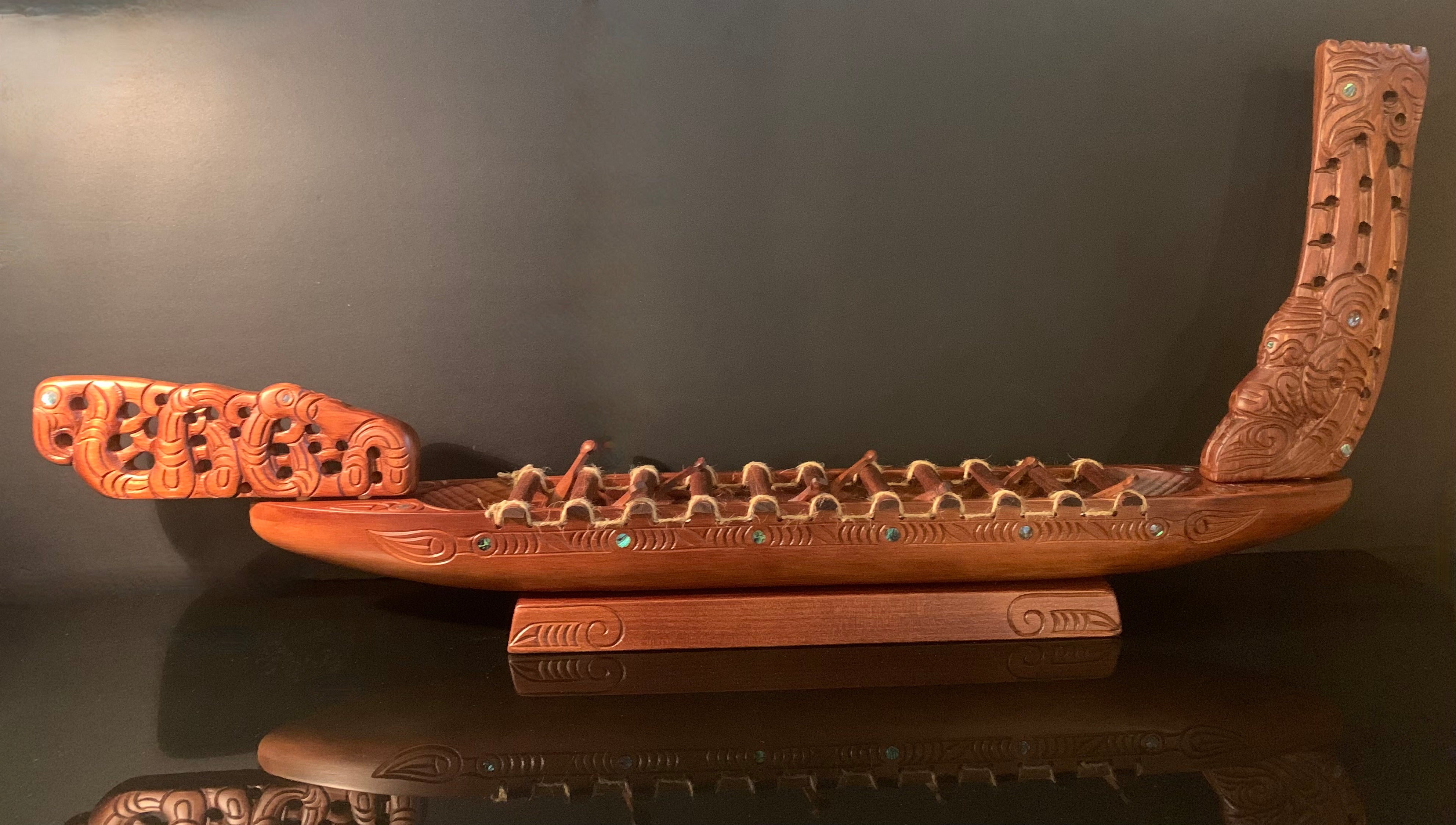 Handcarved Waka Taua Maori War Canoe Made in New Zealand
