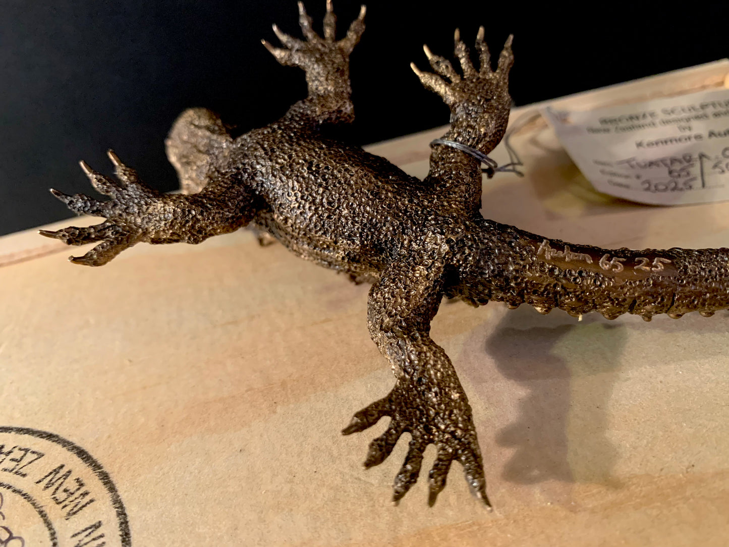 Bronze Sculpture - NZ Native Tuatara (mouth closed) - by Kenmore Auton