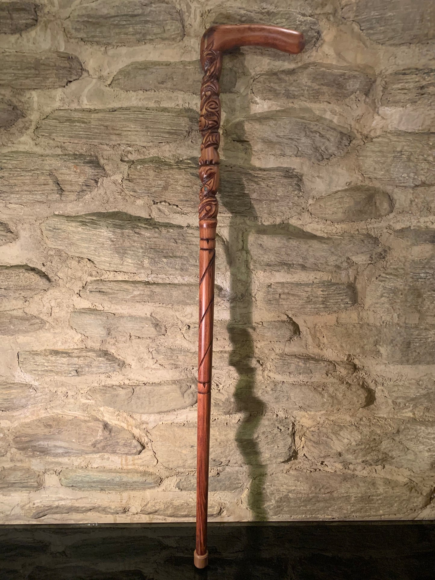 Carved Rakau Korero Tokotoko (with handle)- by Wood Masters