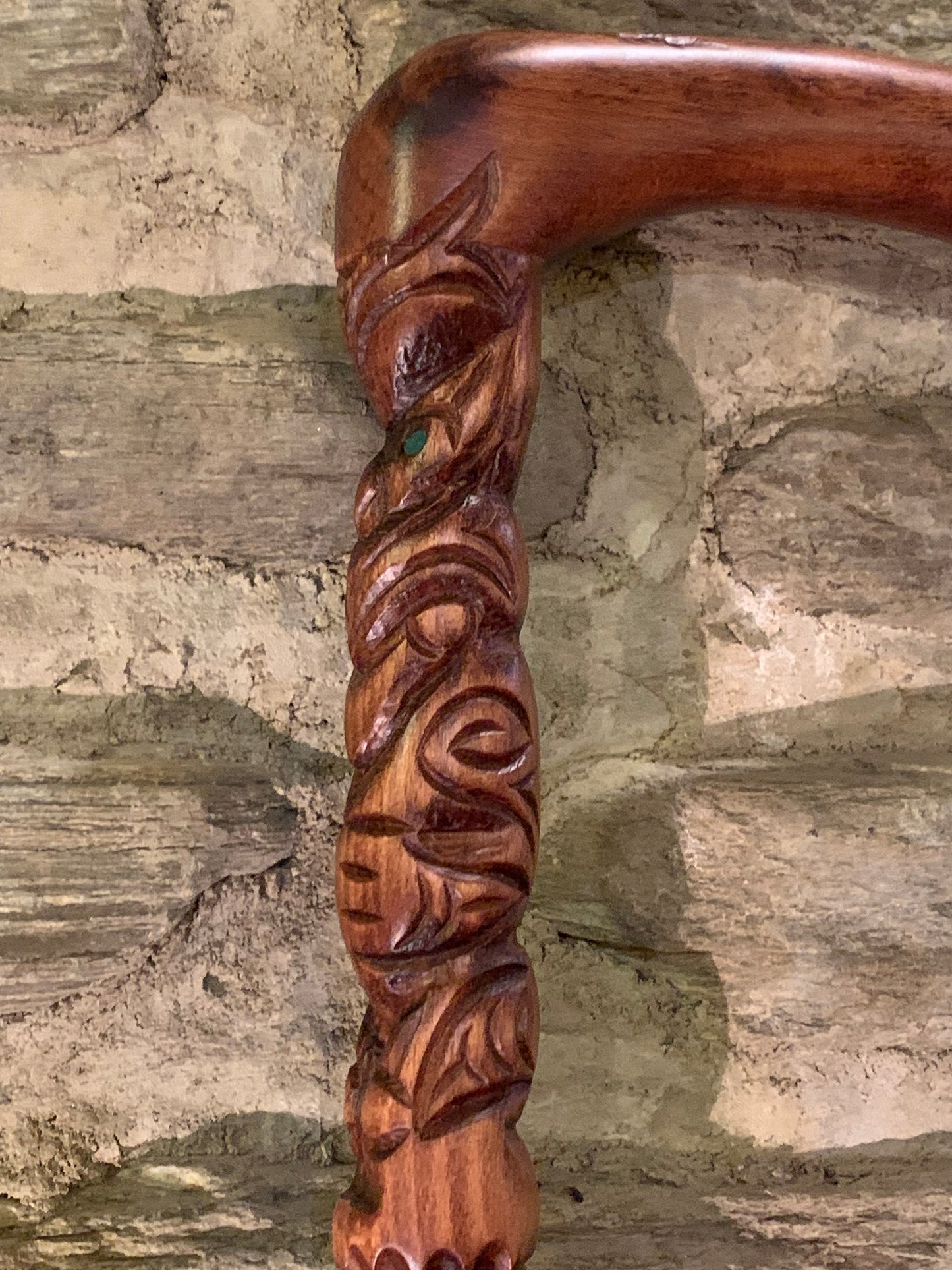 Carved Rakau Korero Tokotoko (with handle)- by Wood Masters