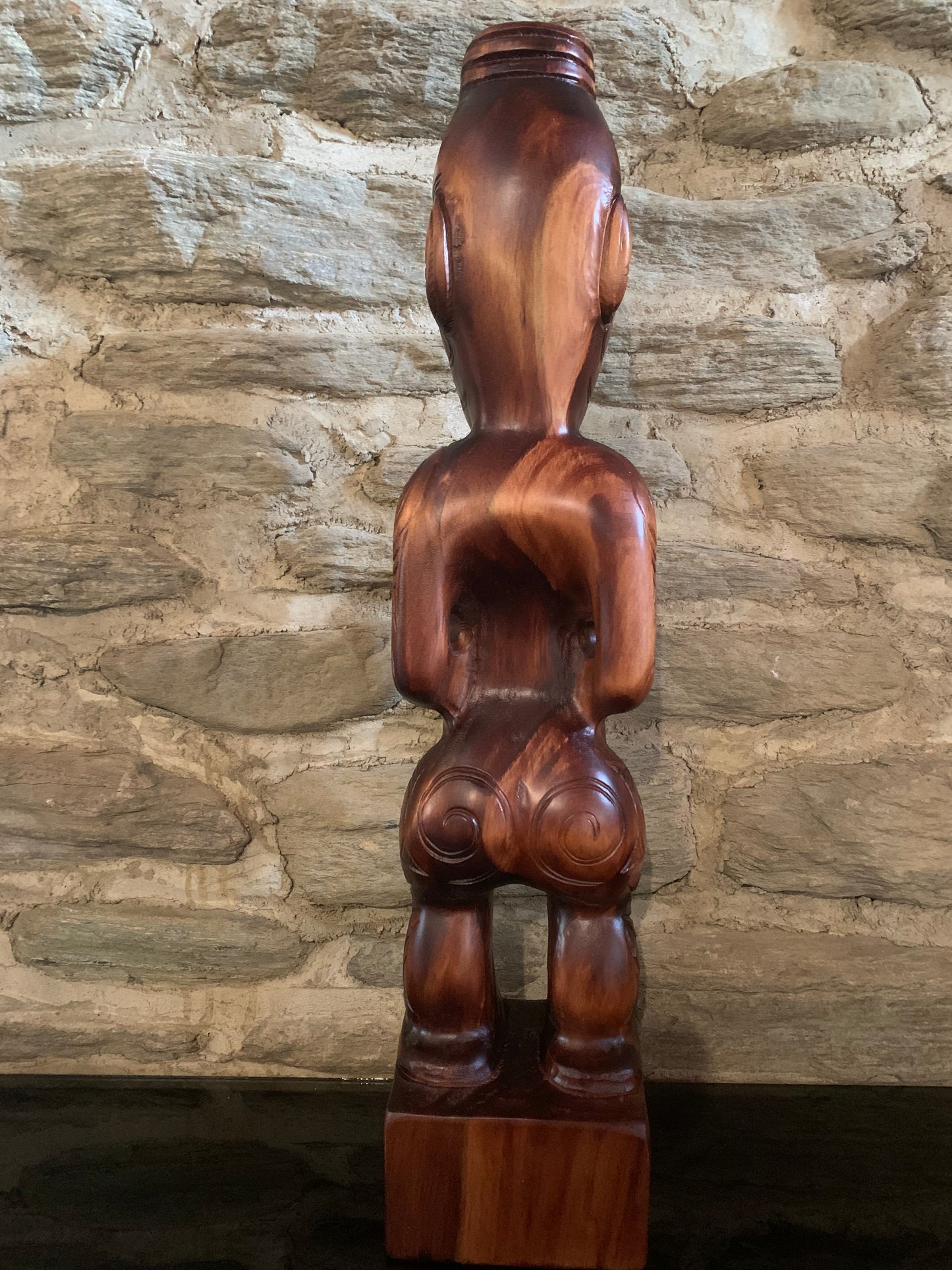 Carved Teko Teko on stand - 62cm by Wood Masters