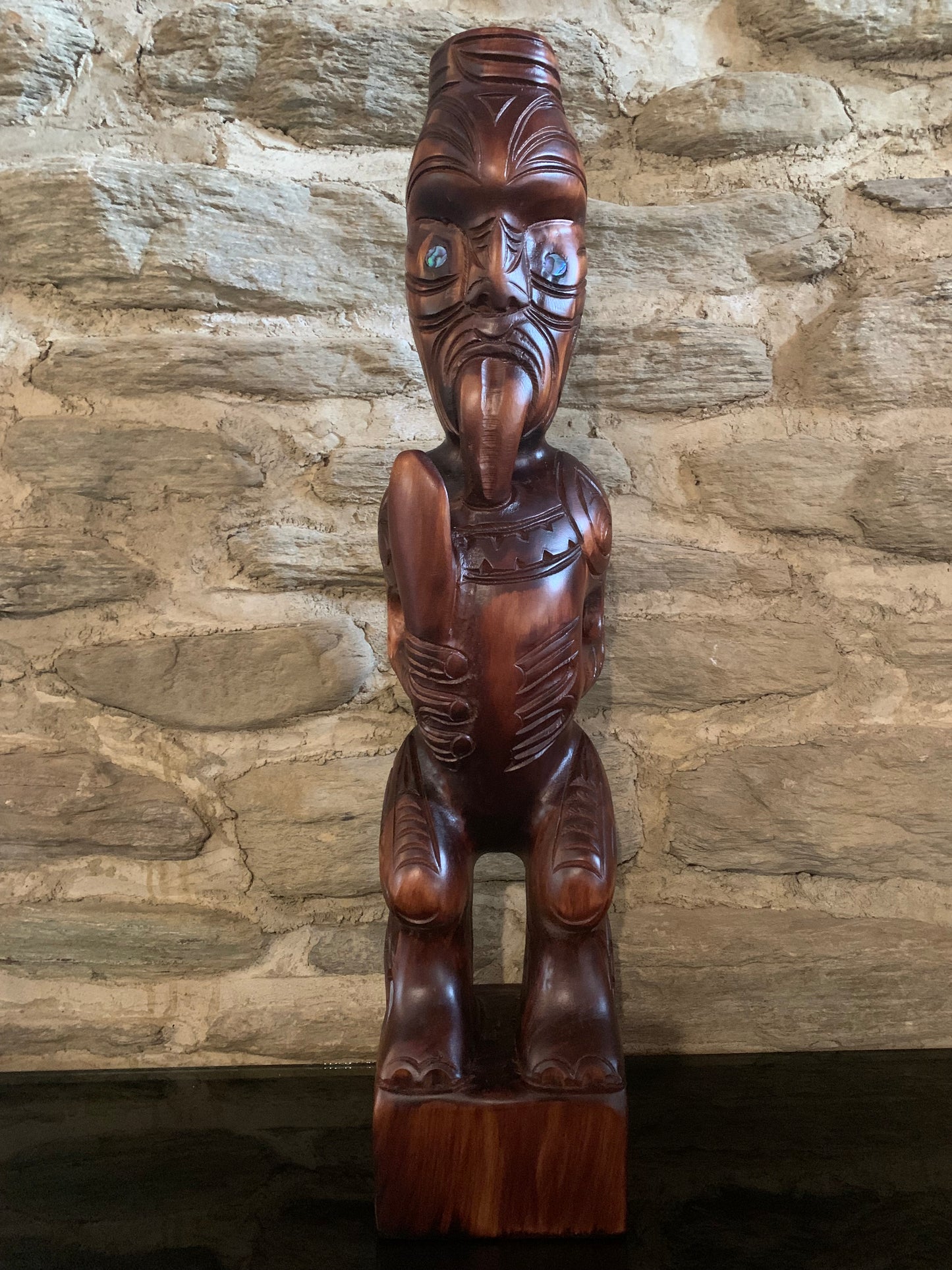 Carved Teko Teko on stand - 62cm by Wood Masters