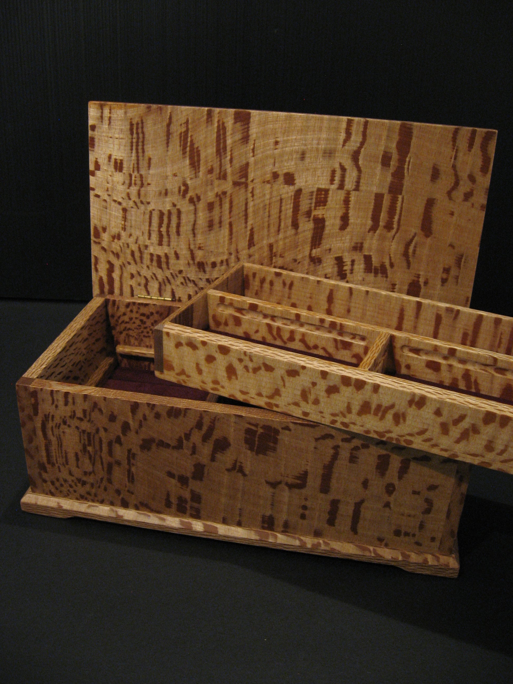 Inside Deluxe Rewarewa Wooden Jewellery Box by Timber Arts formerly Sovereign Woodware NZ Silver Fern Gallery