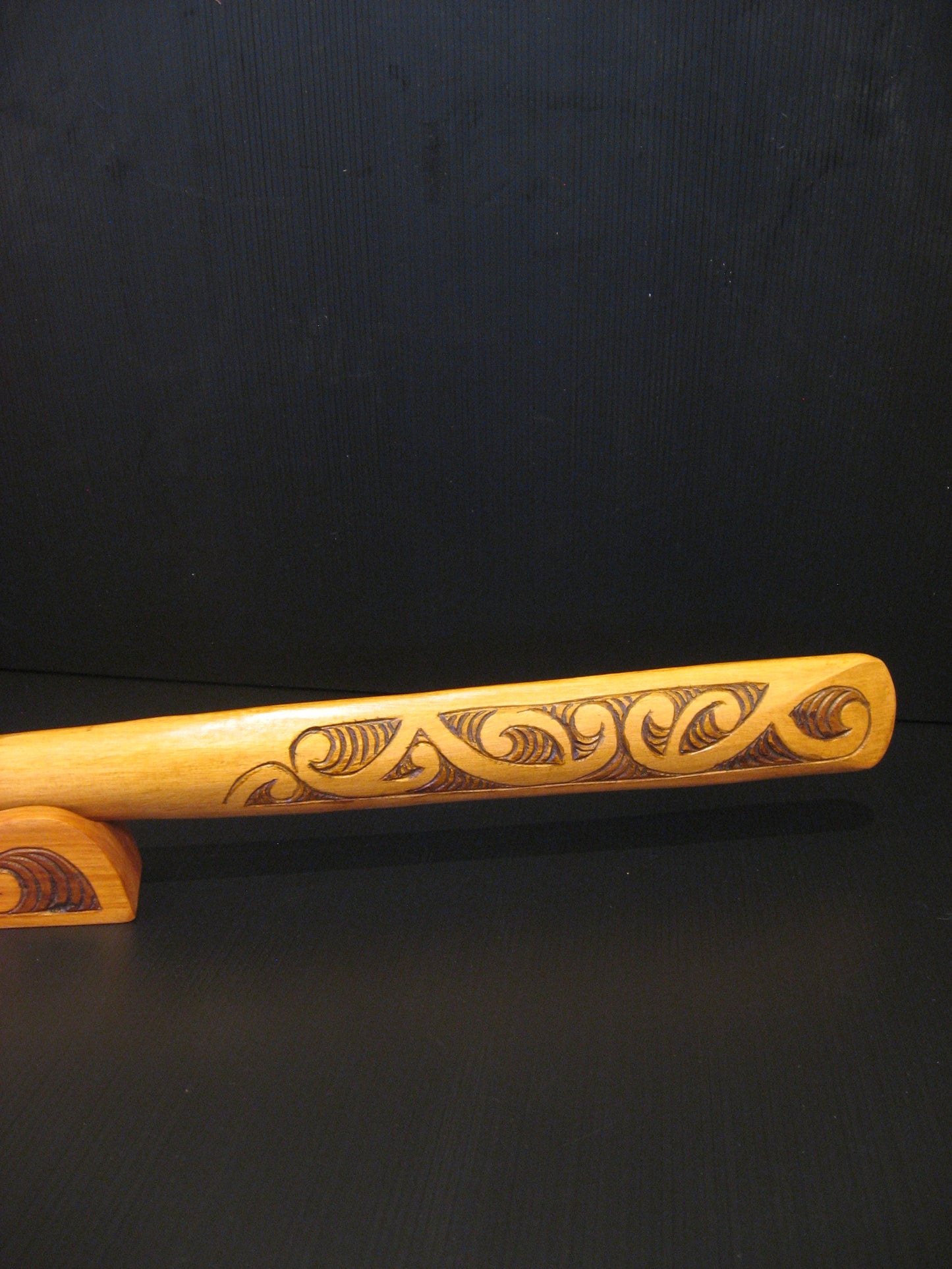 End of Hand Carved Taiaha by Jason Holder Silver Fern Gallery