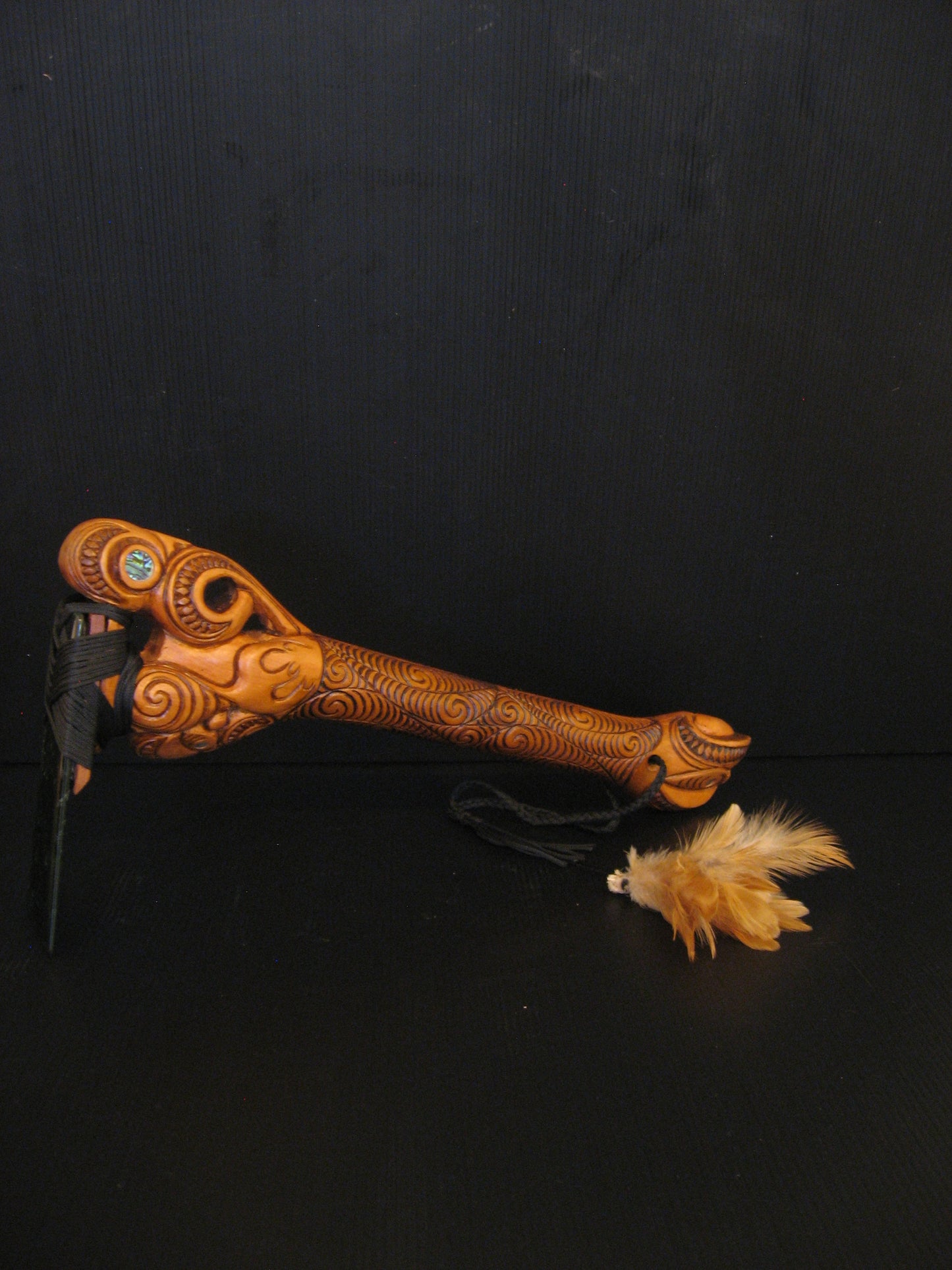 Hand Carved Toki Poutangata on Stand by Jason Holder Silver Fern Gallery