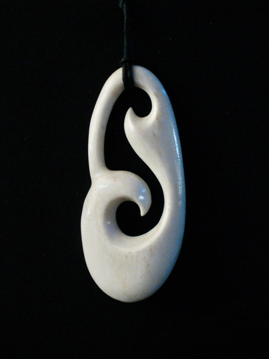 New Zealand Maori Bone Pendant No12 by Norman Clark Silver Fern Gallery 