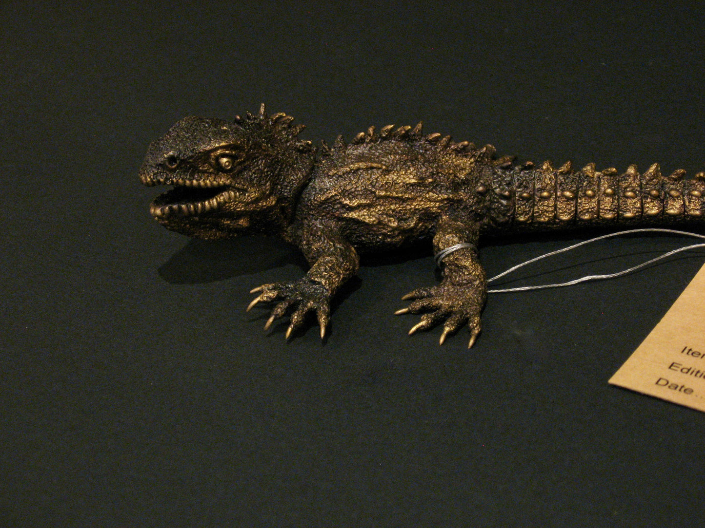 Bronze Sculpture New Zealand Native Tuatara mouth open by Kenmore Auton Silver Fern Gallery
