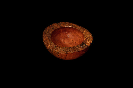 View from above of Totara Fence Post Wood Bowl by Woodturner Mark Russell No415