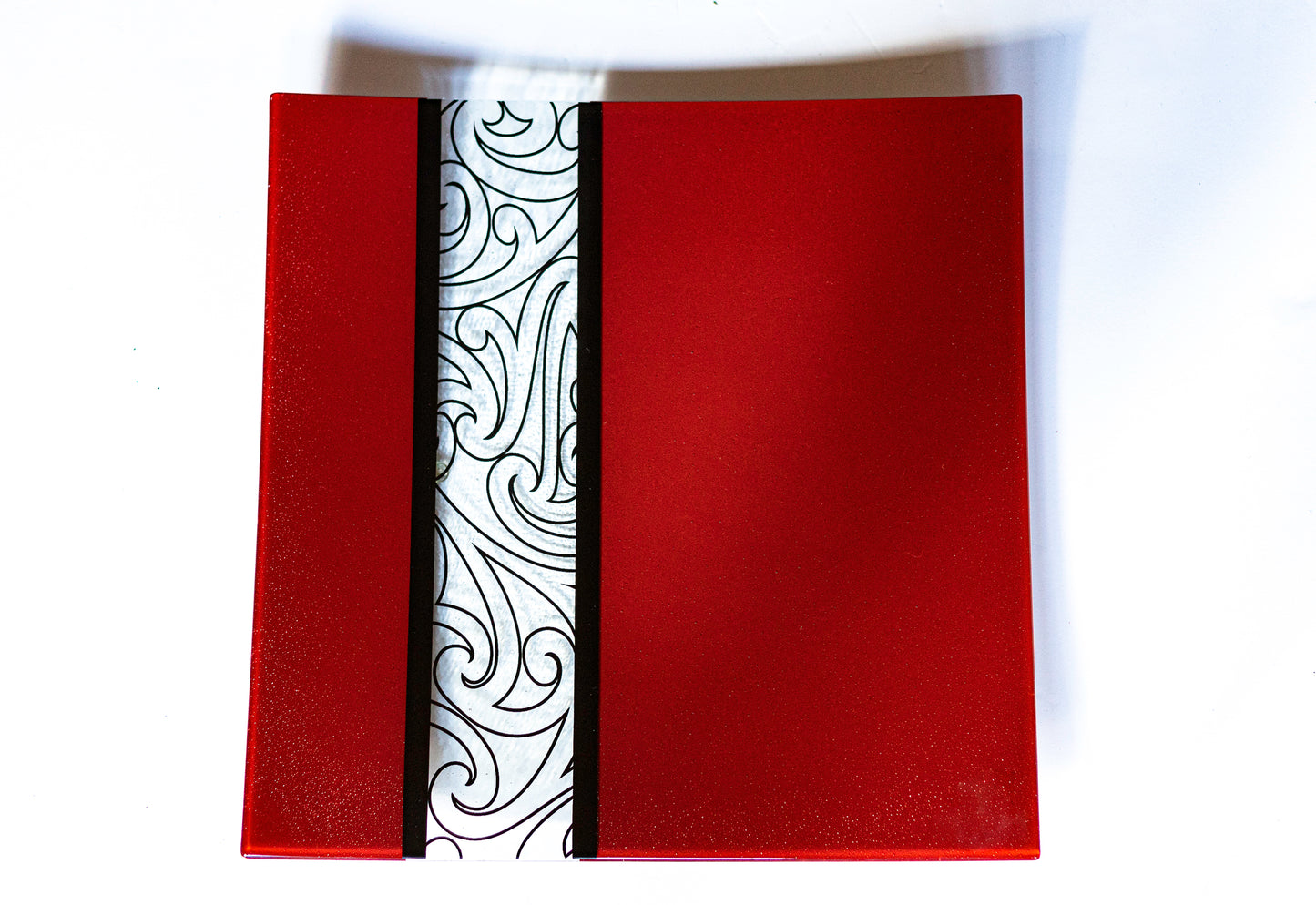 Fused Glass Platter by Maori Boy Rongo Design Large Silver Fern Gallery