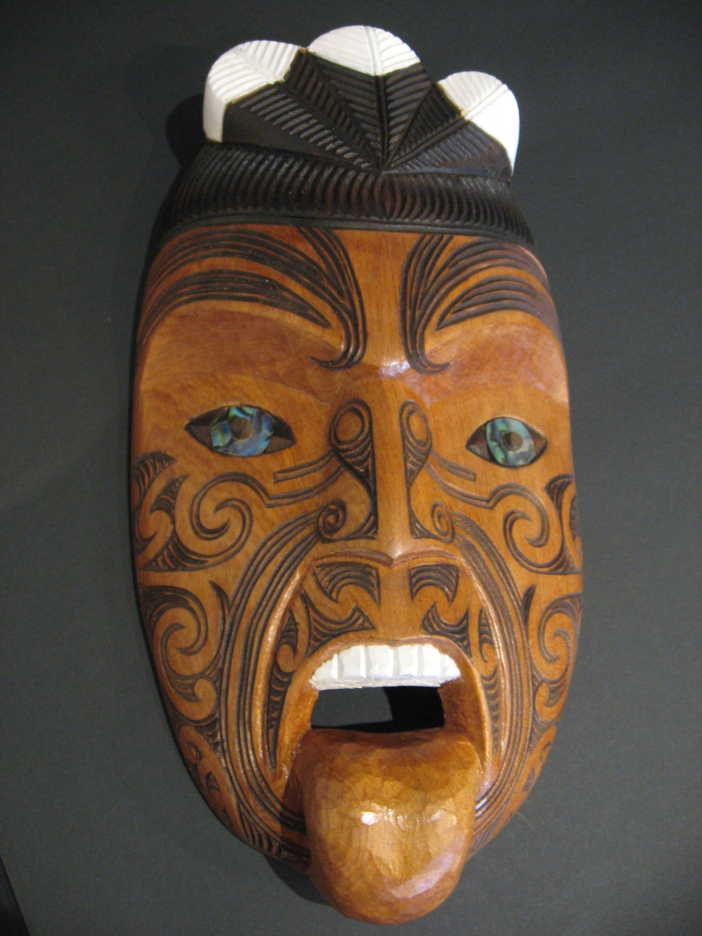 Hand Carved Maori Wheku Mask by Thomas Hansen Silver Fern Gallery