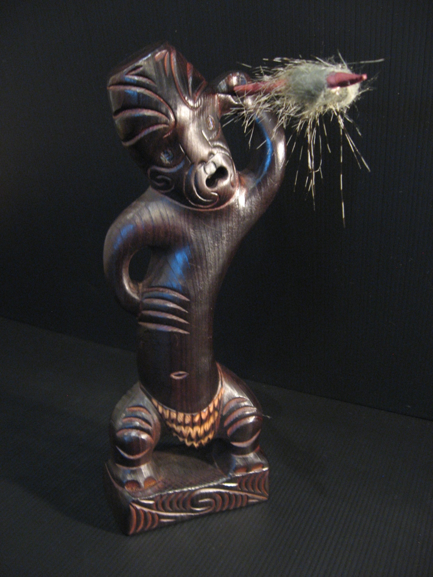Hand Carved Maori Tekoteko Carving by Thomas Hansen Silver Fern Gallery