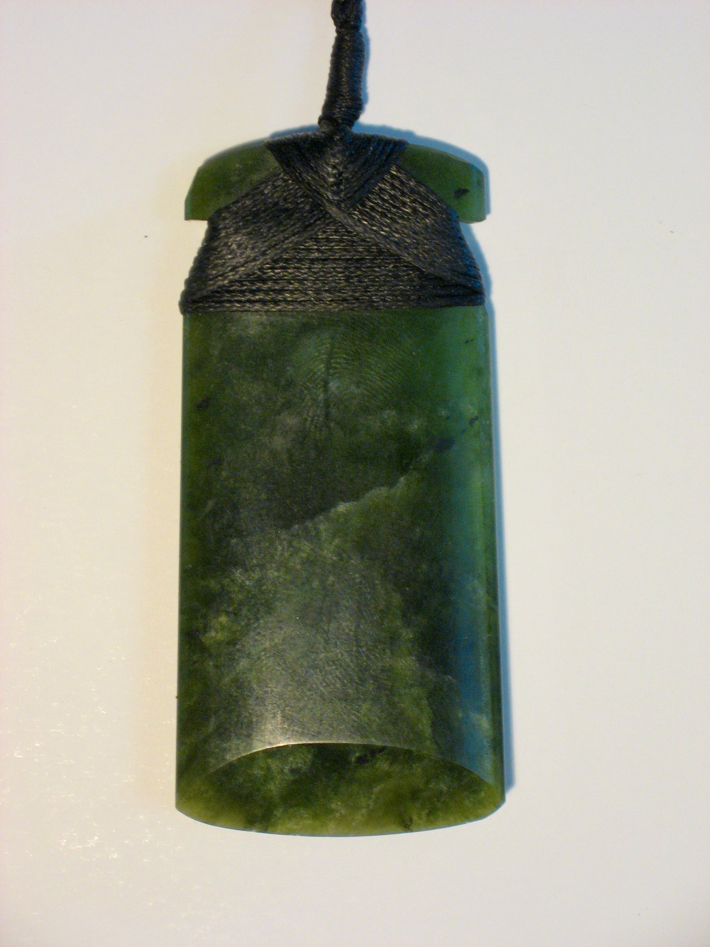 NZ Pounamu Toki Pendant 64mm with lashed cord Silver Fern Gallery