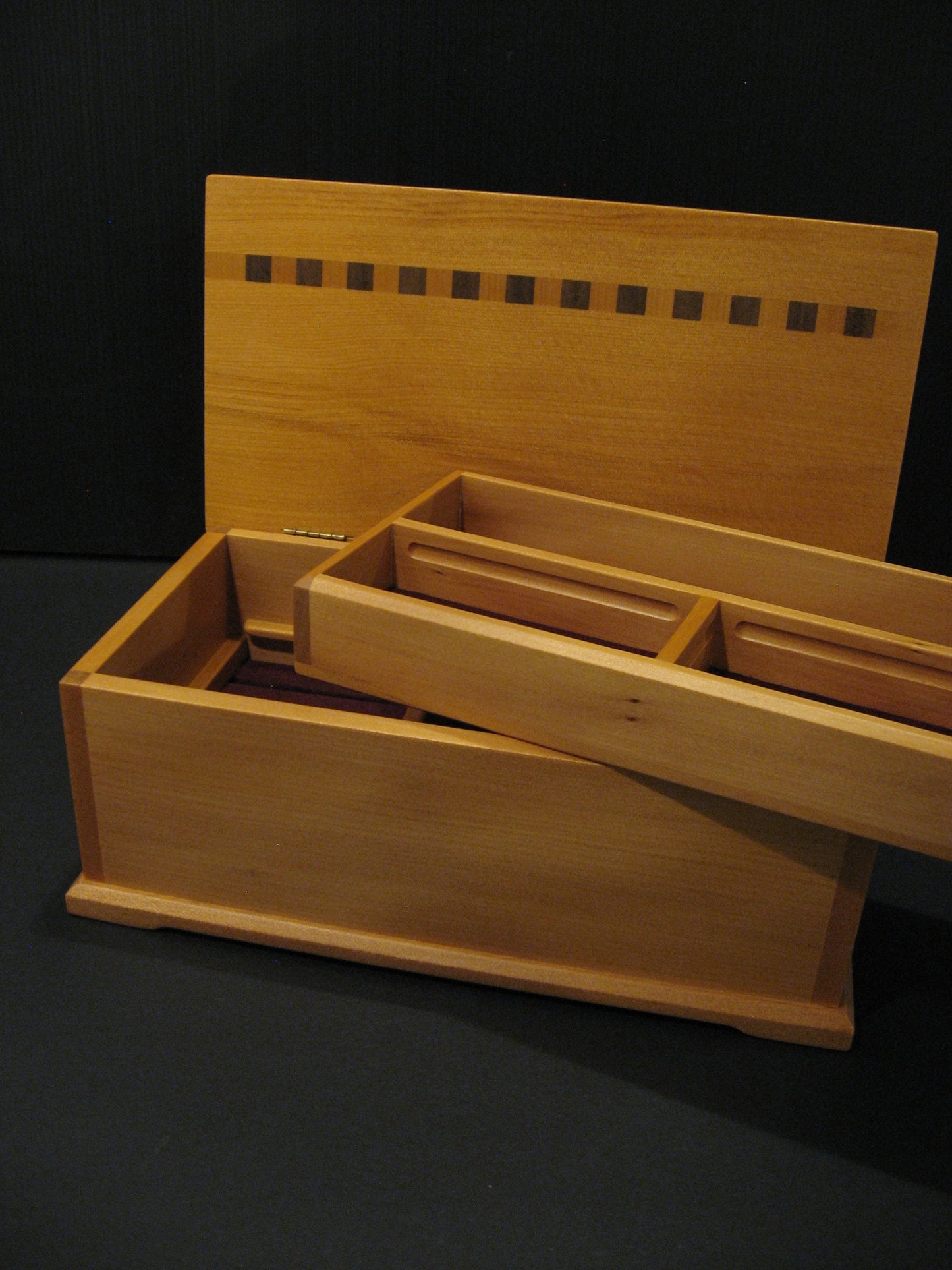 Inside of Deluxe Kauri Wooden Jewellery Box by Timber Arts NZ Silver Fern Gallery