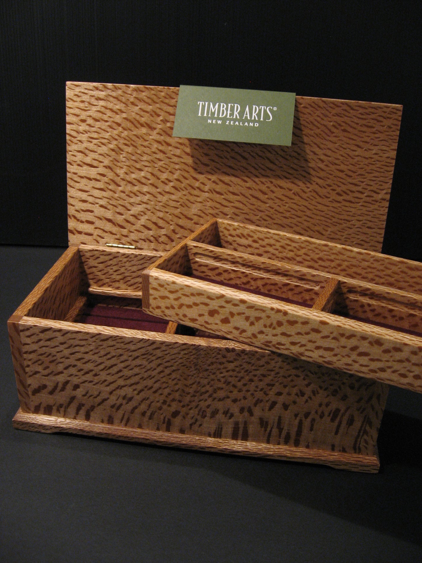 Deluxe Rewarewa Wooden Jewellery Box by Timber Arts Silver Fern Gallery