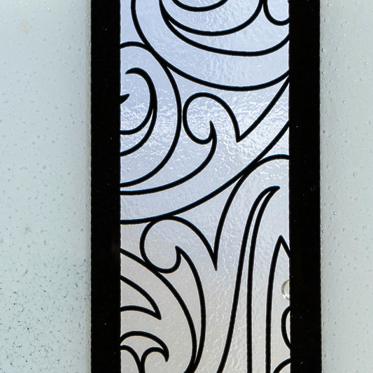 Fused Glass Platter by Maori Boy - Rongo Design 30cm (white and black)