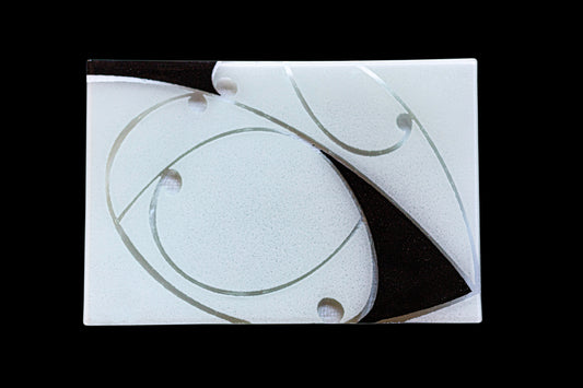 Fused Glass Platter by Maori Boy - Kawakawa 30cm x 20cm (white and black)