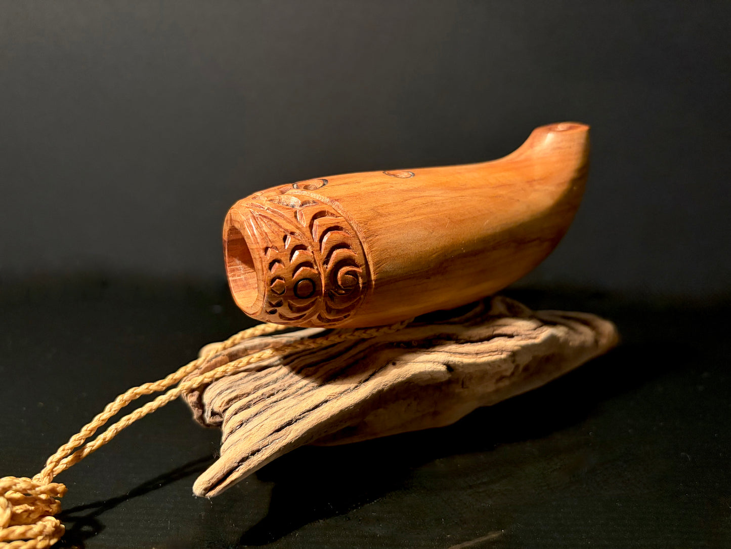 Carved Rimu Wood Nguru (flute) with Whakarei by Alex Sands