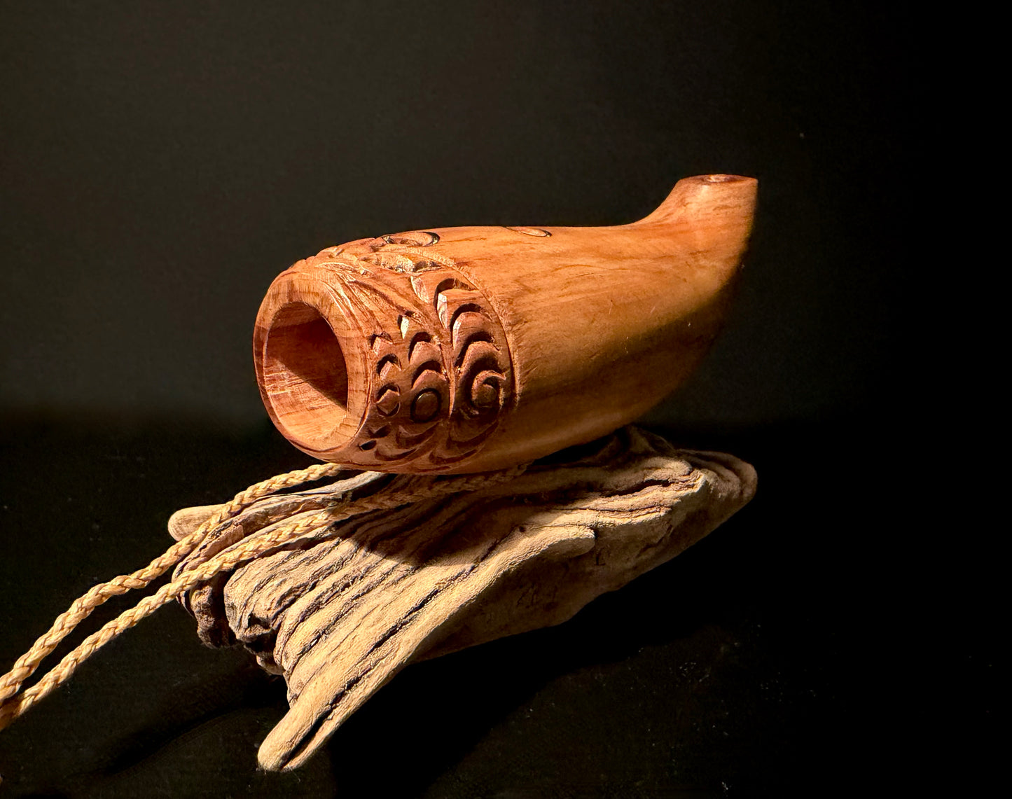 Carved Rimu Wood Nguru (flute) with Whakarei by Alex Sands