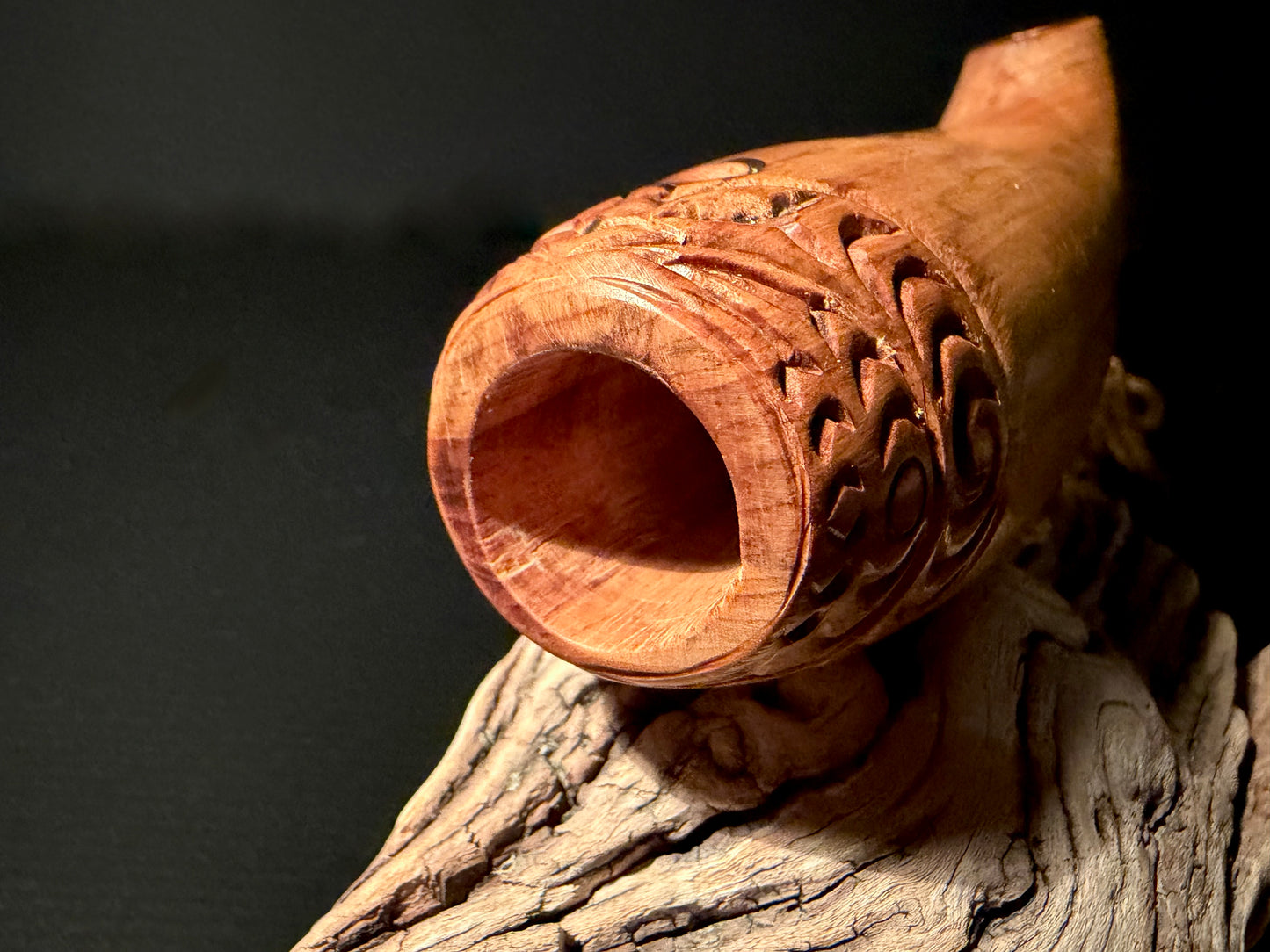 Carved Rimu Wood Nguru (flute) with Whakarei by Alex Sands