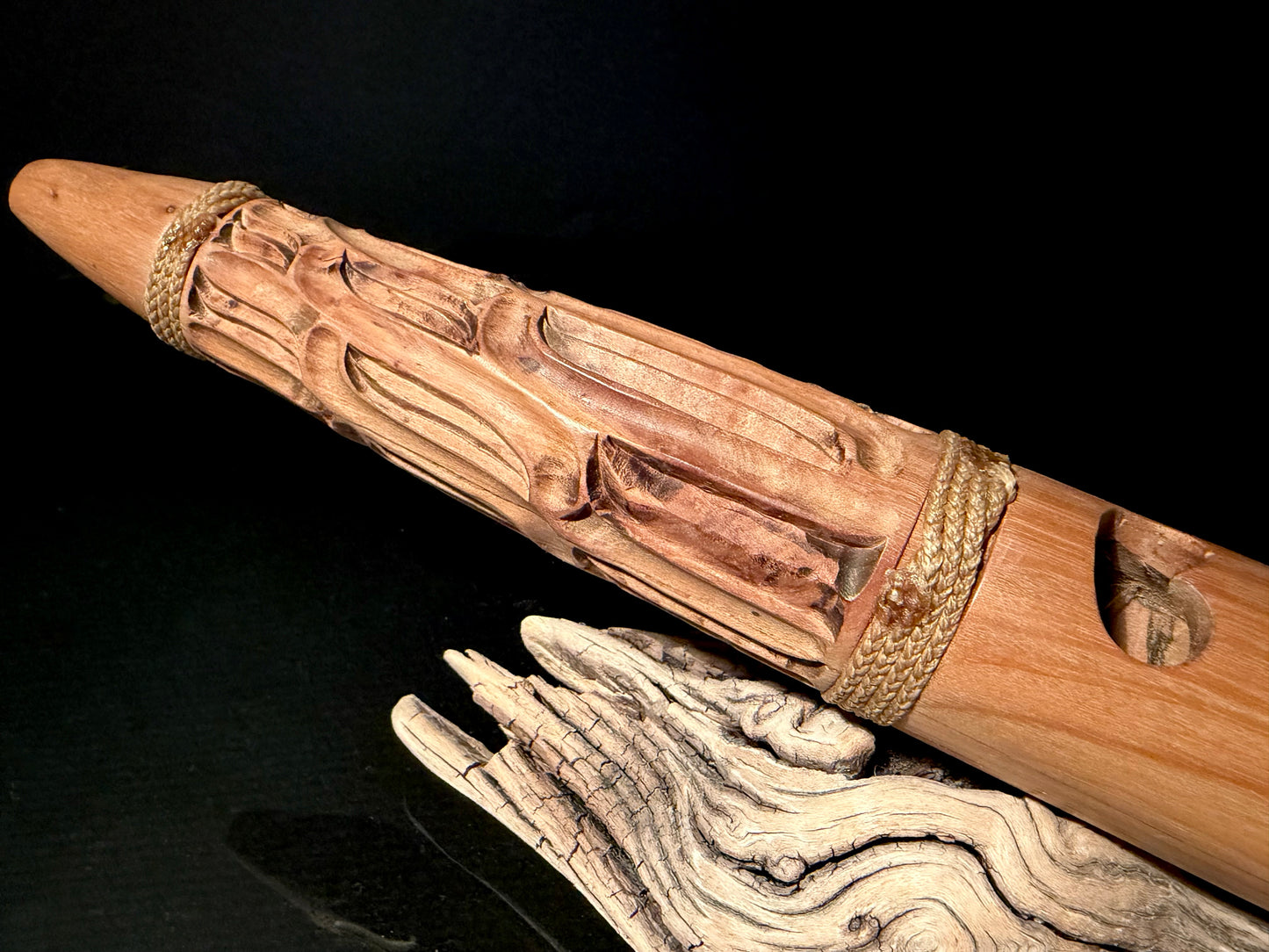 Carved Manuka Wood Putorino (flute) by Alex Sands