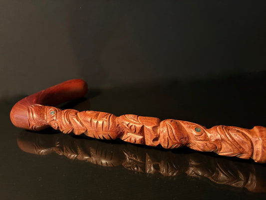 Carved Rakau Korero Tokotoko (with handle)- by Wood Masters