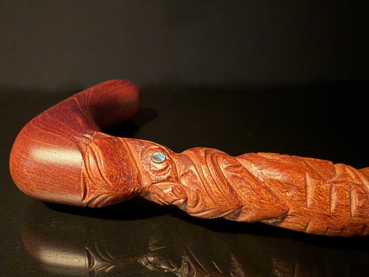 Carved Rakau Korero Tokotoko (with handle)- by Wood Masters