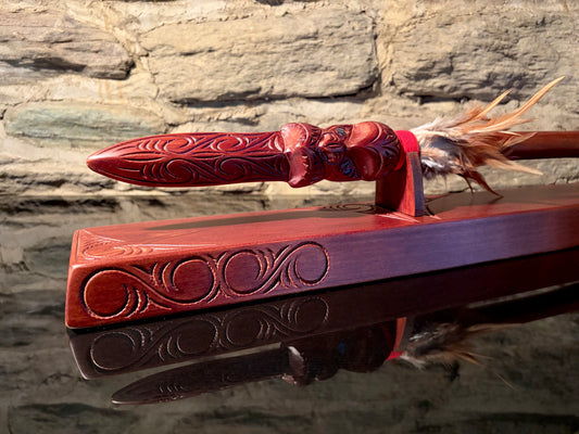 Carved Taiaha on stand - 78cm by Wood Masters