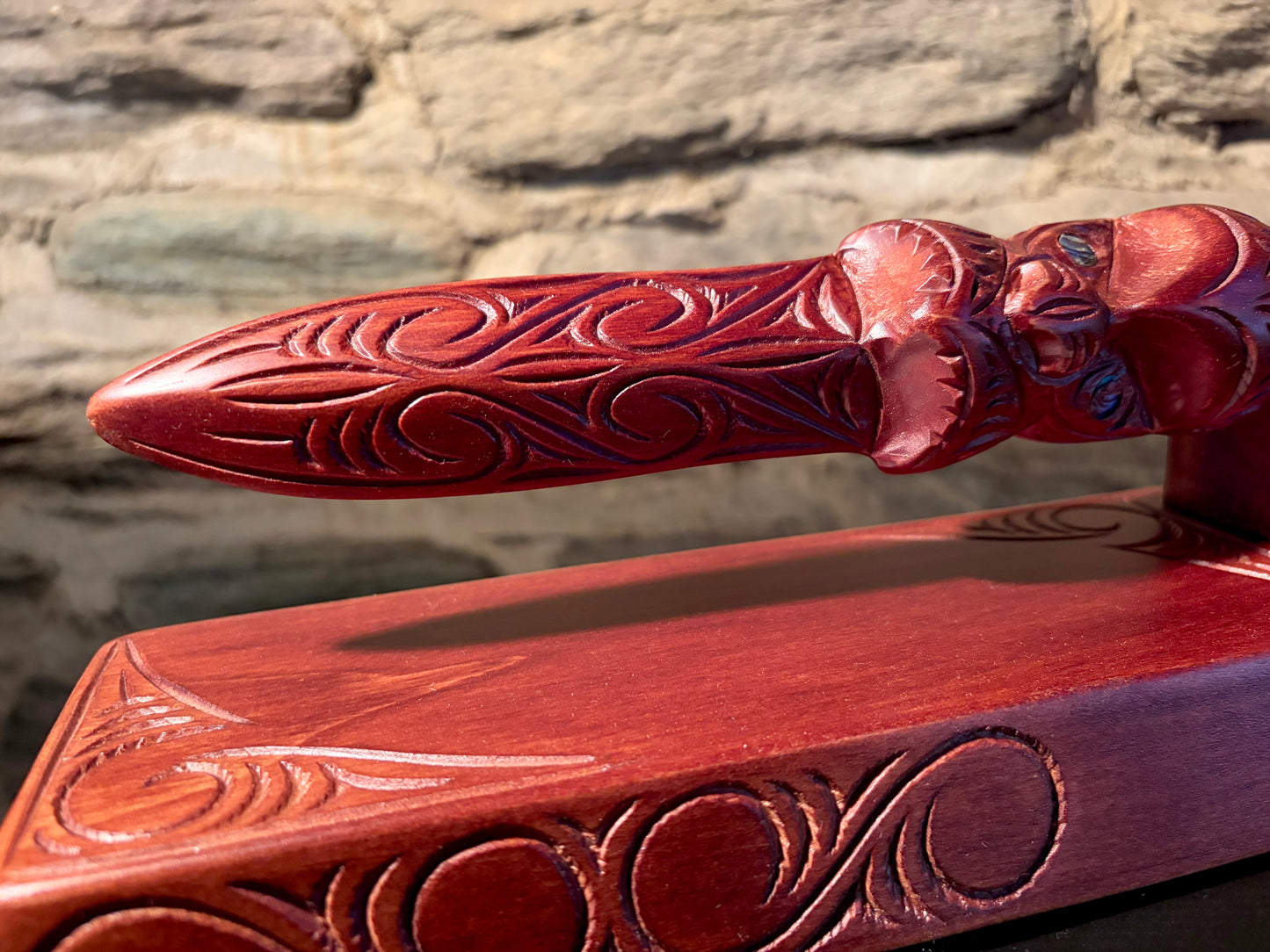 Carved Taiaha on stand - 78cm by Wood Masters