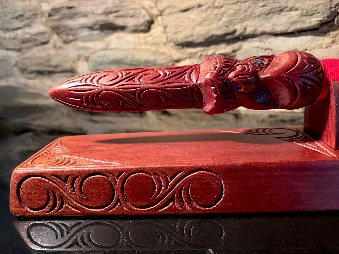 Carved Taiaha on stand - 78cm by Wood Masters