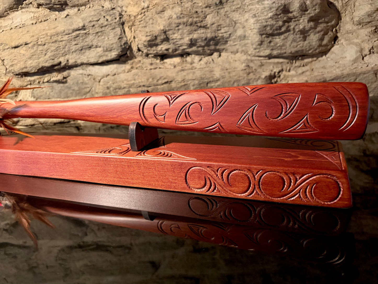 Carved Taiaha on stand - 78cm by Wood Masters