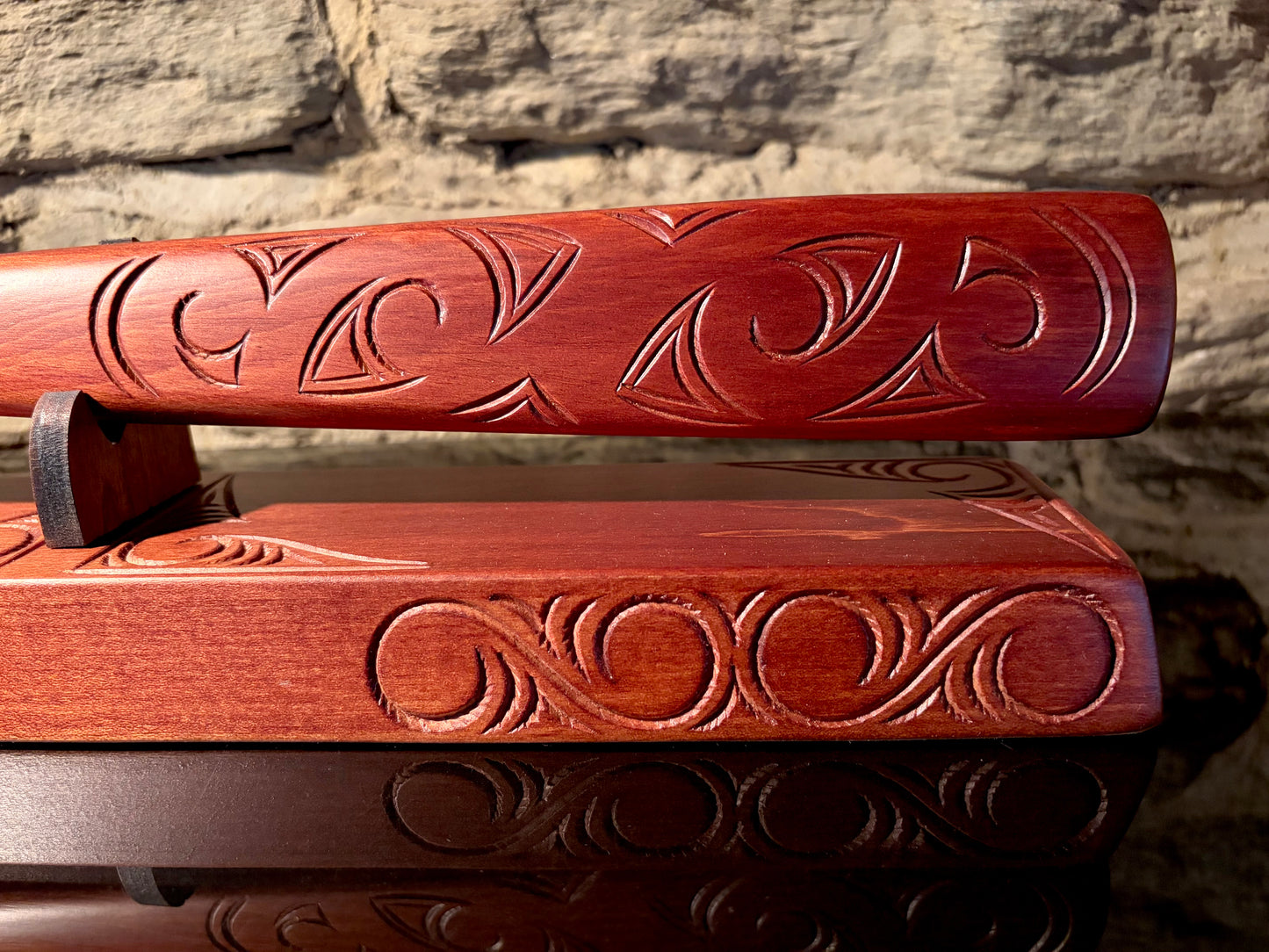 Carved Taiaha on stand - 78cm by Wood Masters