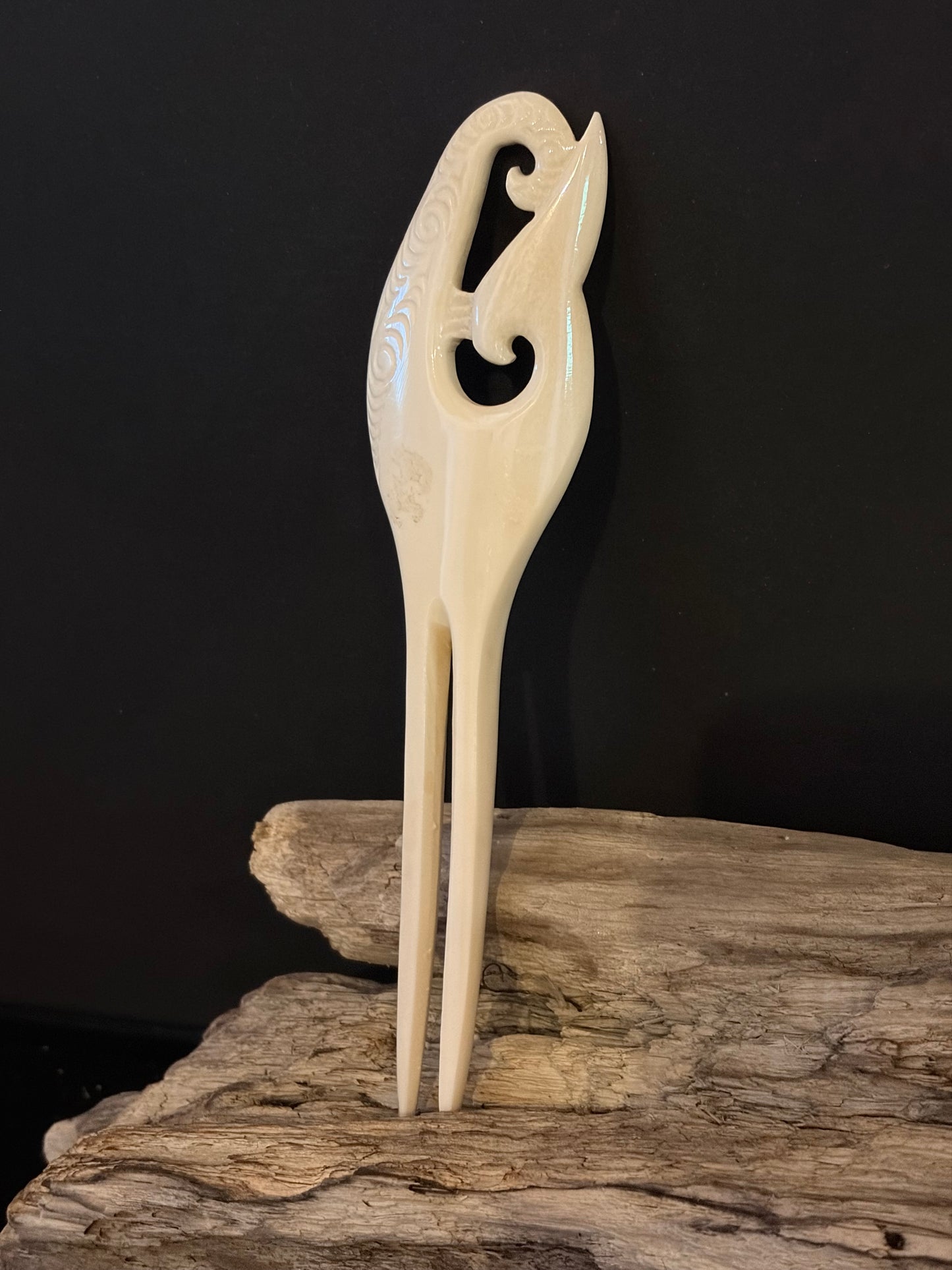 Carved Bone Heru (comb) by Alex Sands