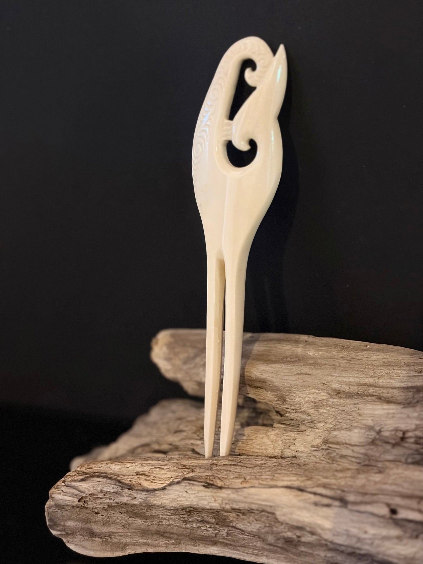 Carved Bone Heru (comb) by Alex Sands