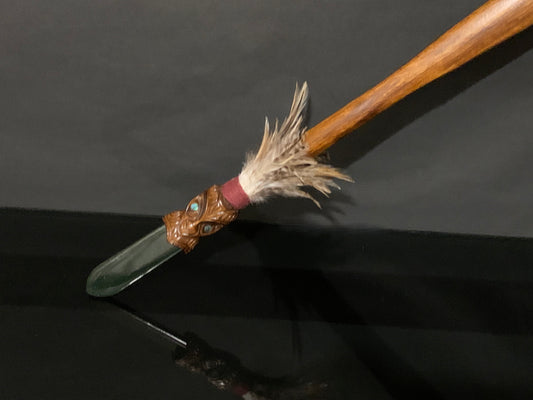 Maori taiaha weapon carved in New Zealand and available from Silver Fern Gallery