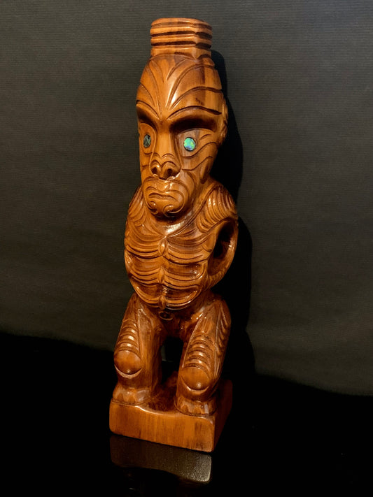 Maori teko teko statue carved in New Zealand and available from Silver Fern Gallery